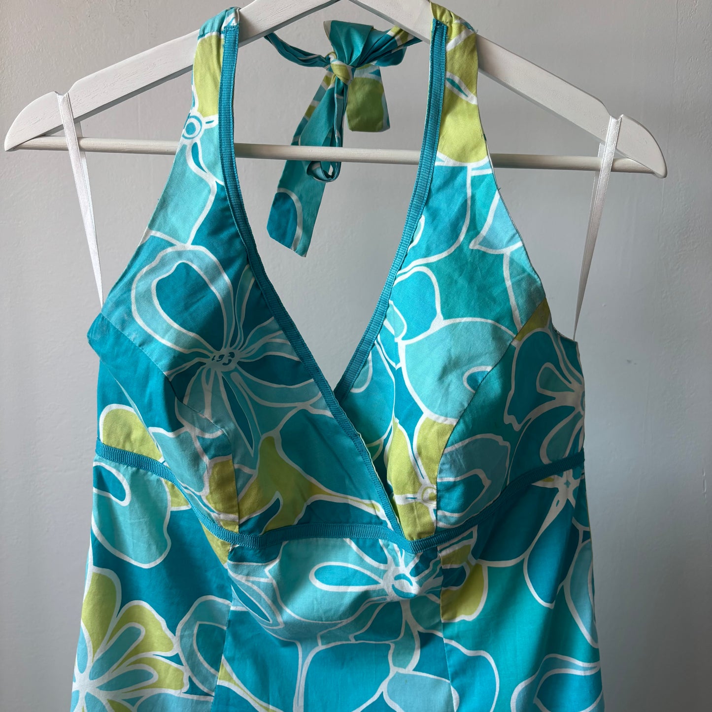 Turquoise Halter Fit & Flare Midi Dress