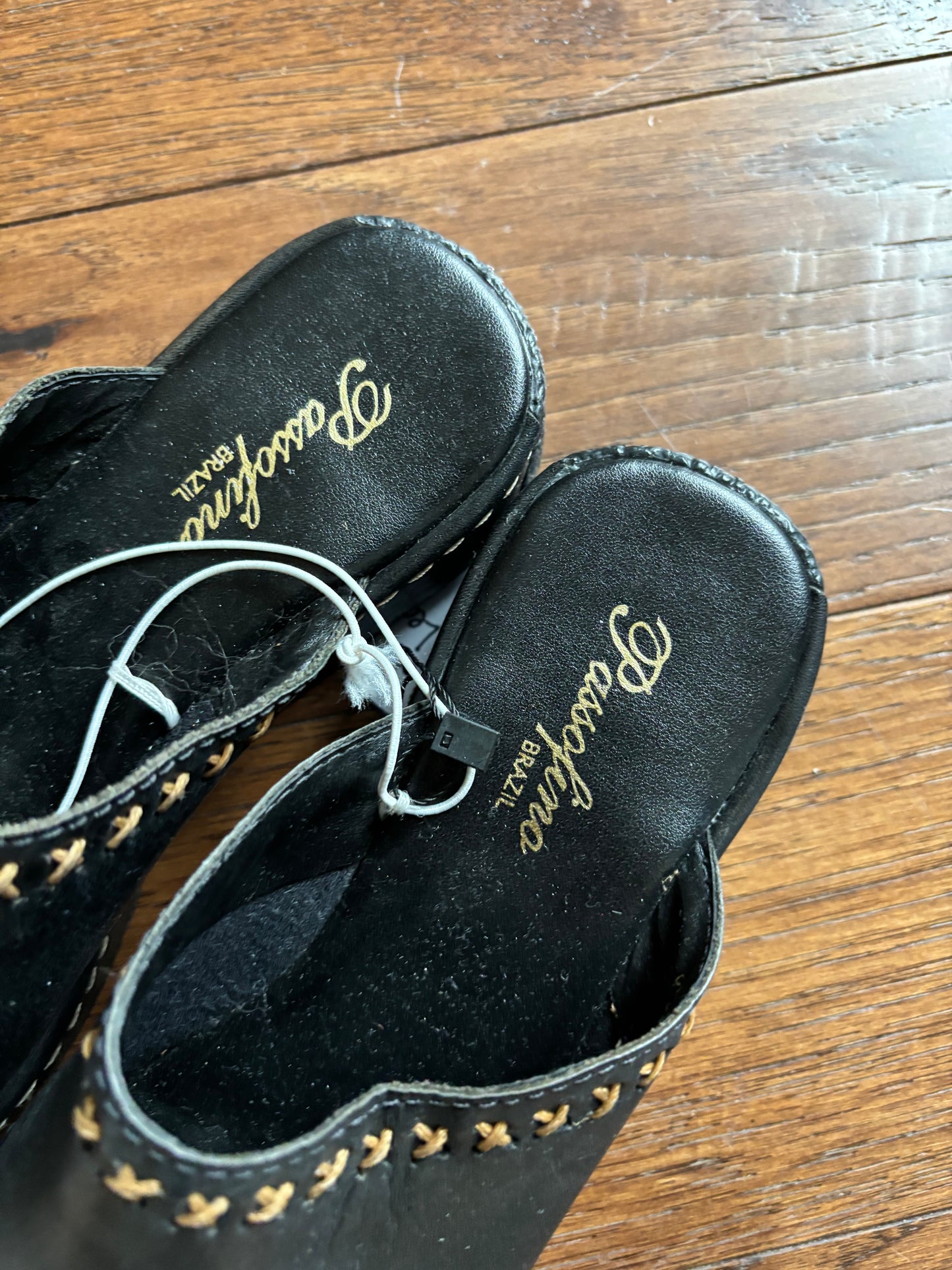 Black Leather Slip On Shoes Size 6