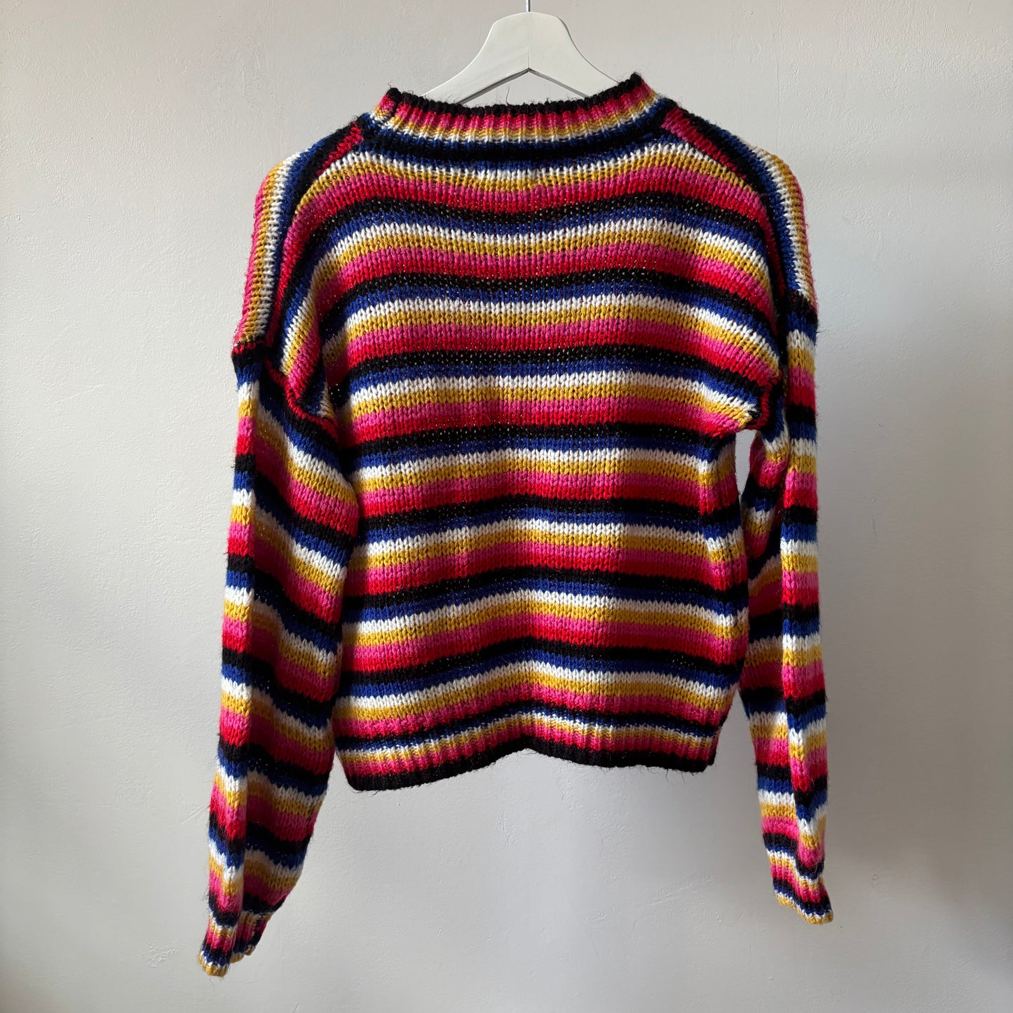 Short Colourful Striped Knit Sweater