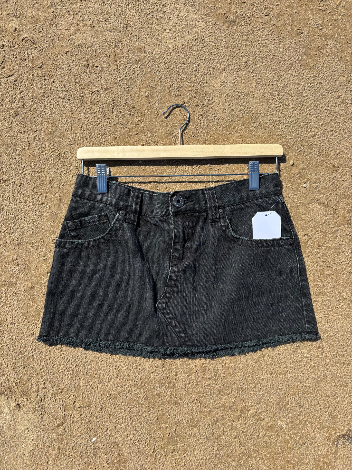 Black Denim Roxy Micro Mini Skirt