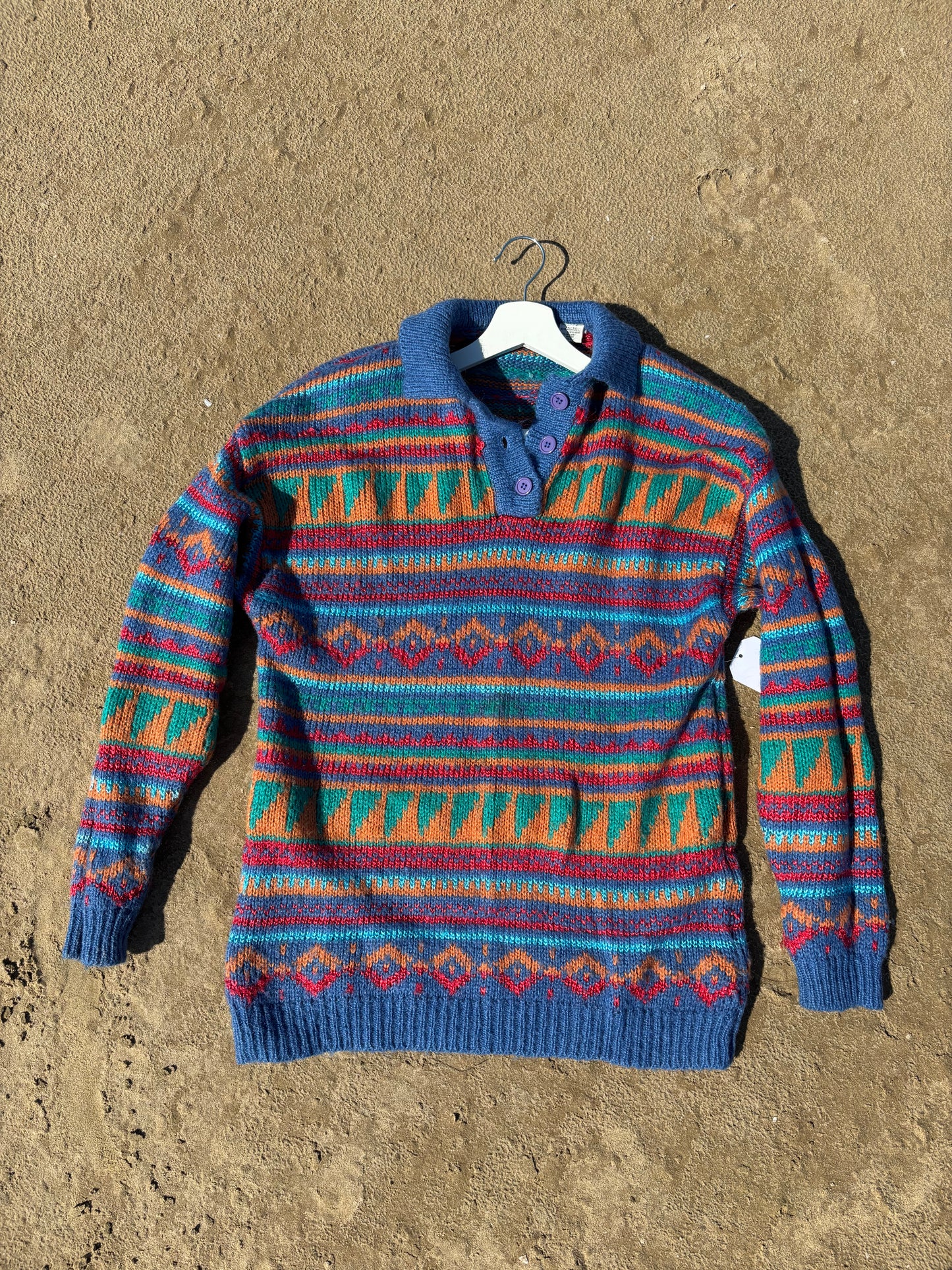 Vintage Button Collar Knit Sweater