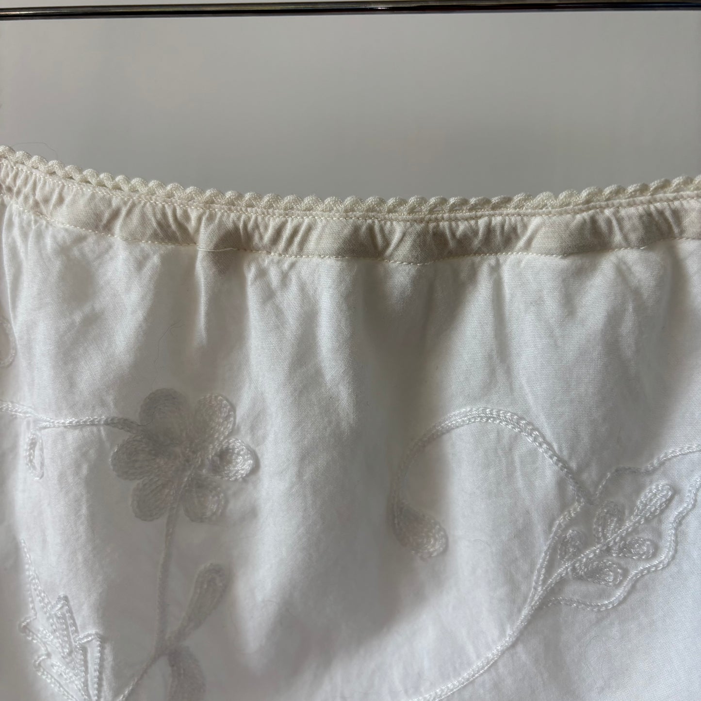 Vintage White Embroidered Midi Skirt