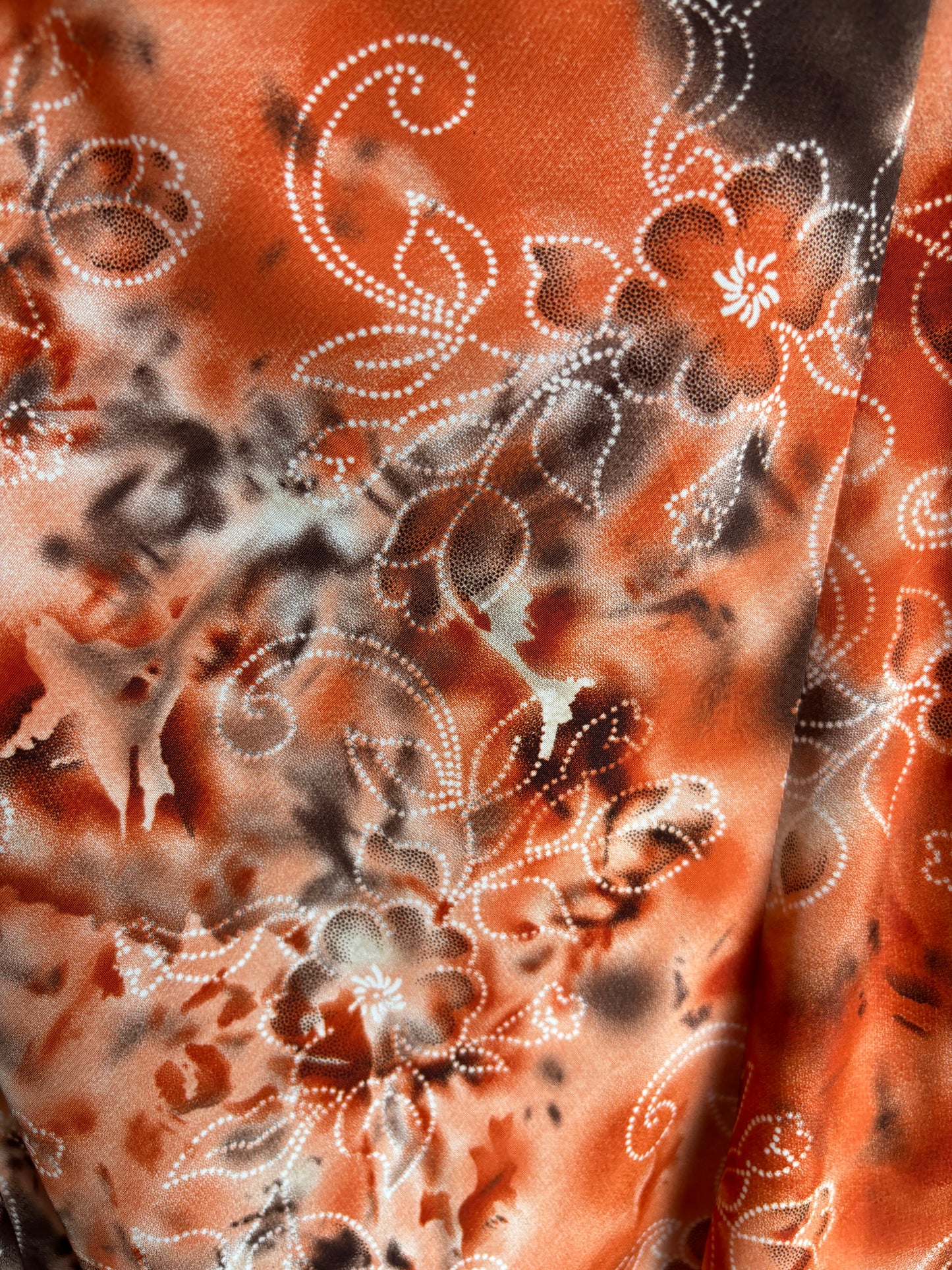 90's Orange Print Dress Size M