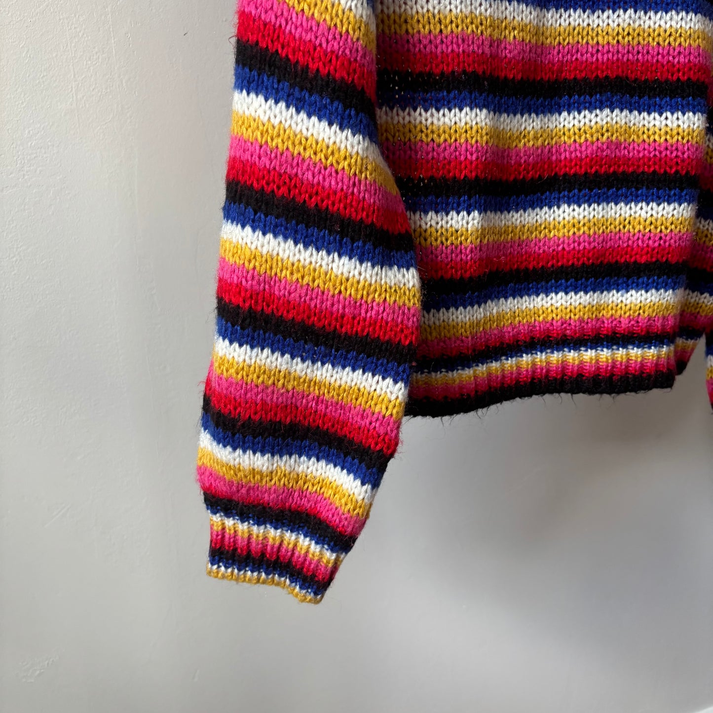 Short Colourful Striped Knit Sweater