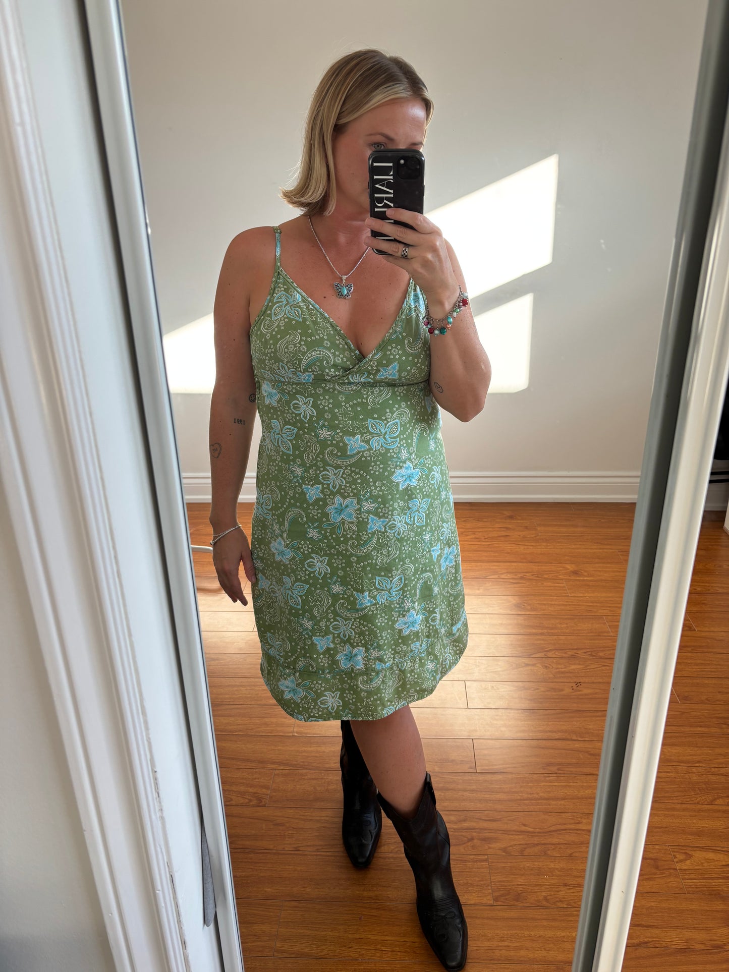 LOGG Green & Blue Paisley Midi Dress