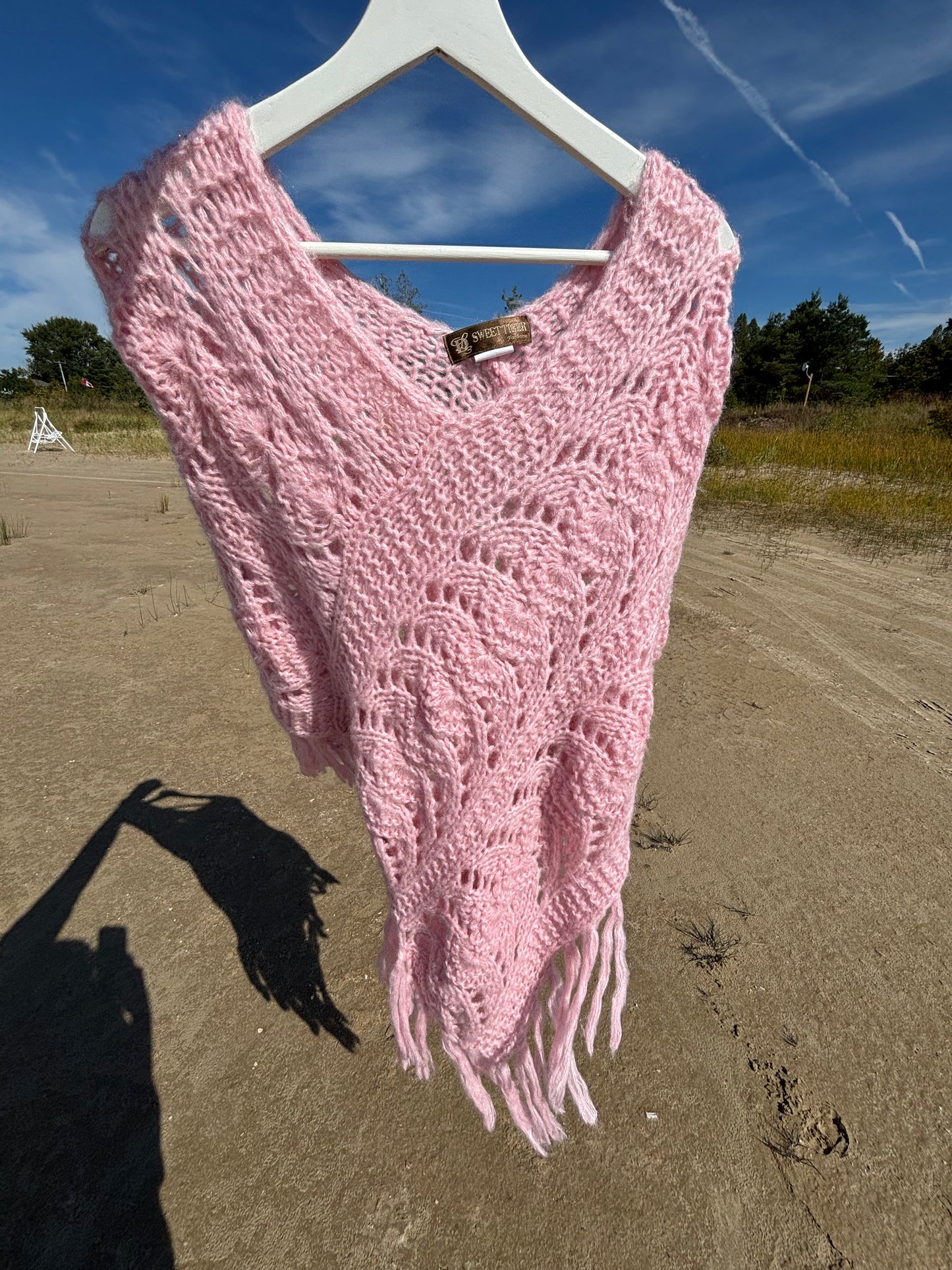 Vintage Pink Knit Cape