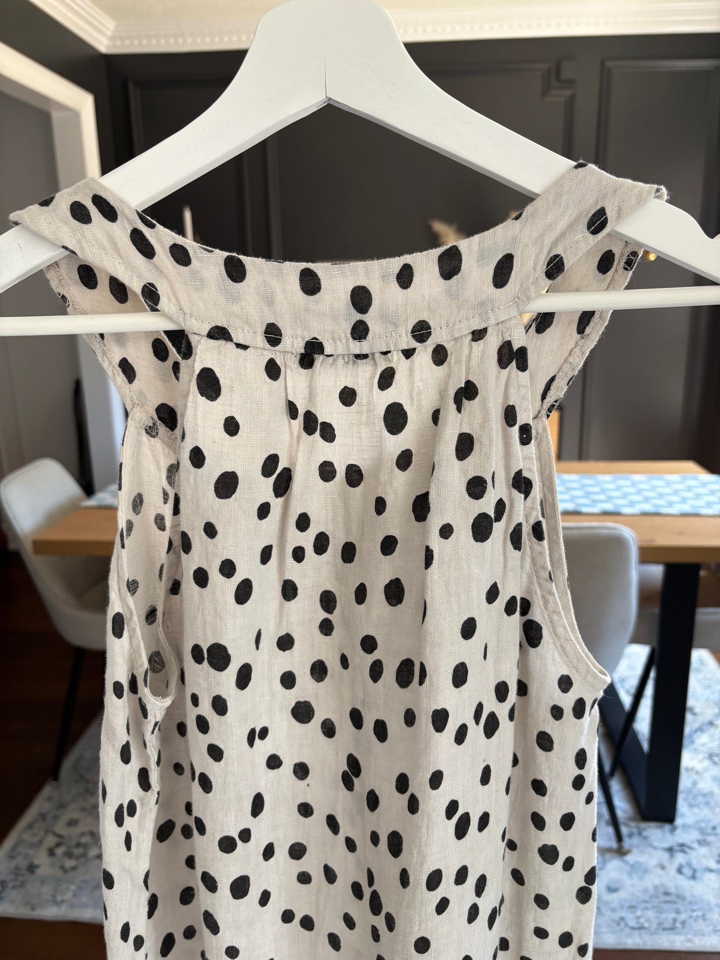 Made In Italy 100% Linen Polka Dot Dress Size XS