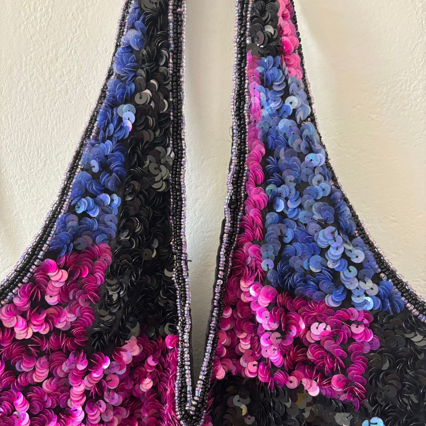 Sequin Beaded Cropped Halter Top