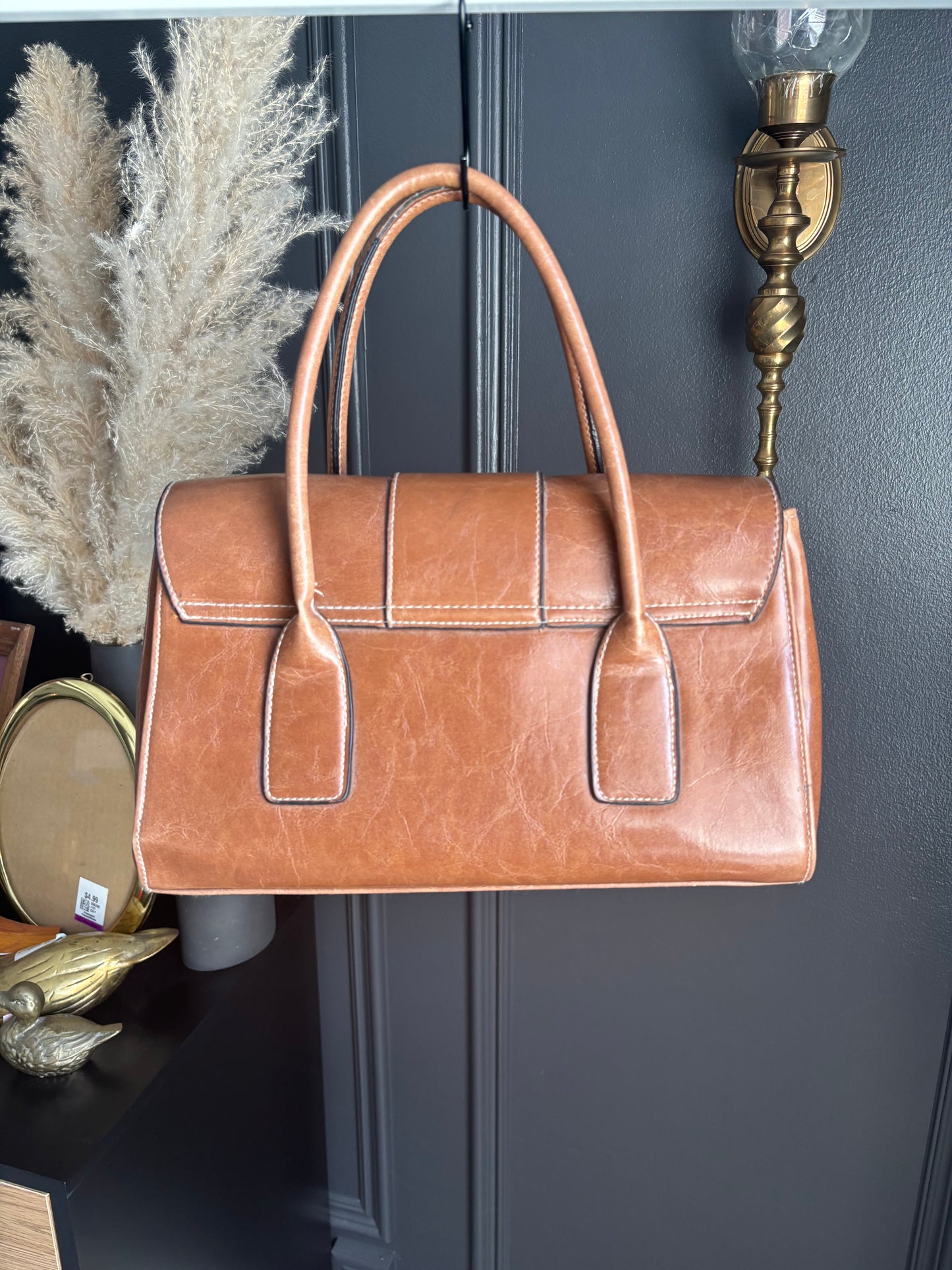 Brown Structured Handbag