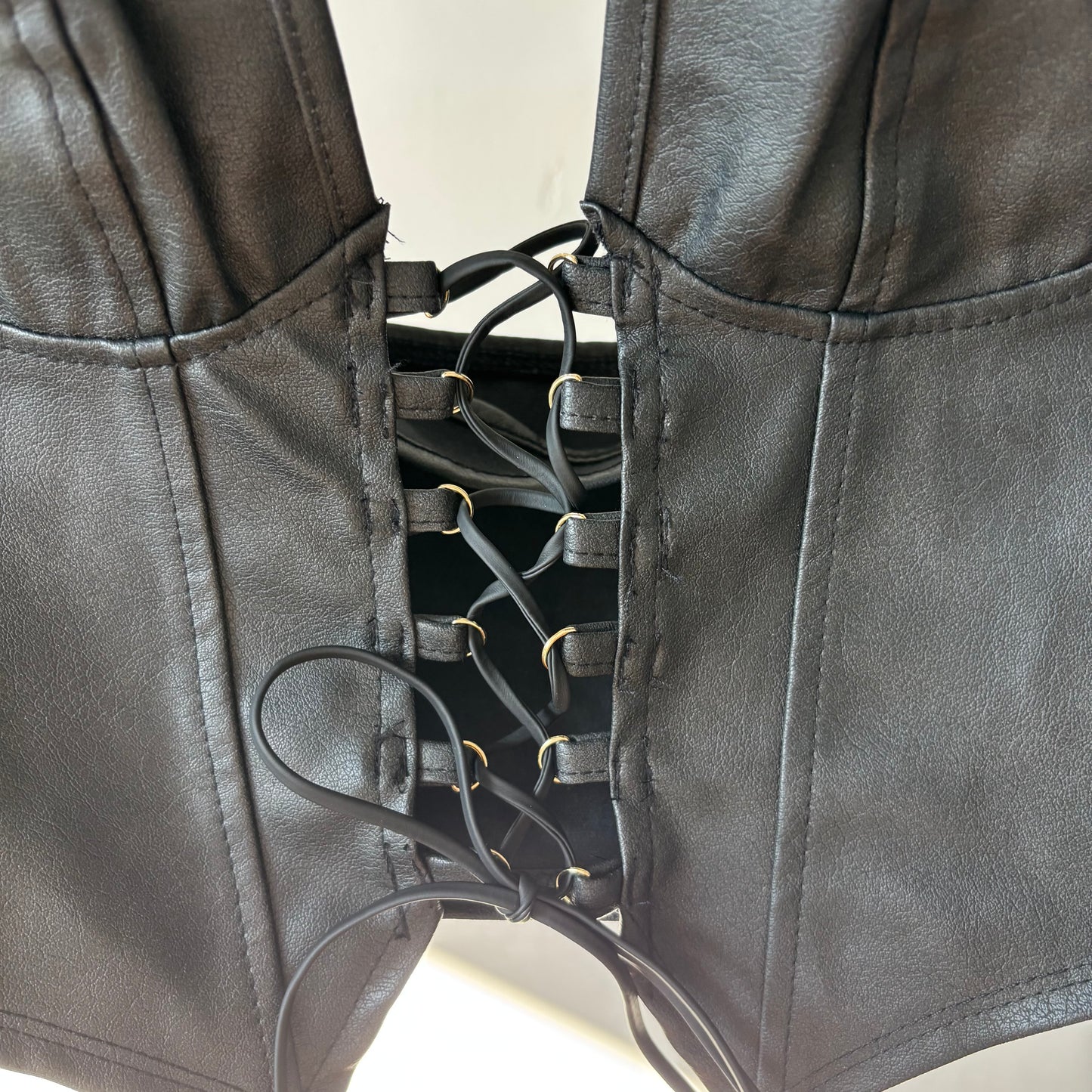 Faux Leather Halter Crop Corset