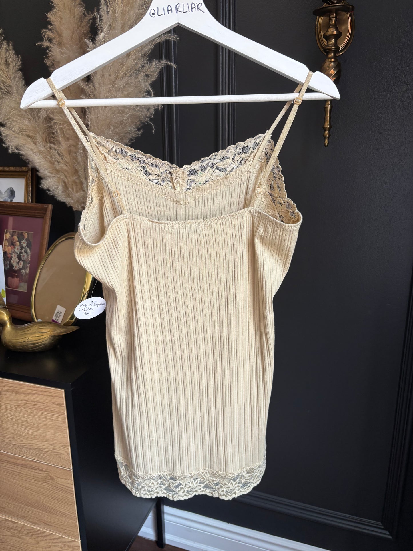 Vintage Sequins & Ribbed Tank Size L