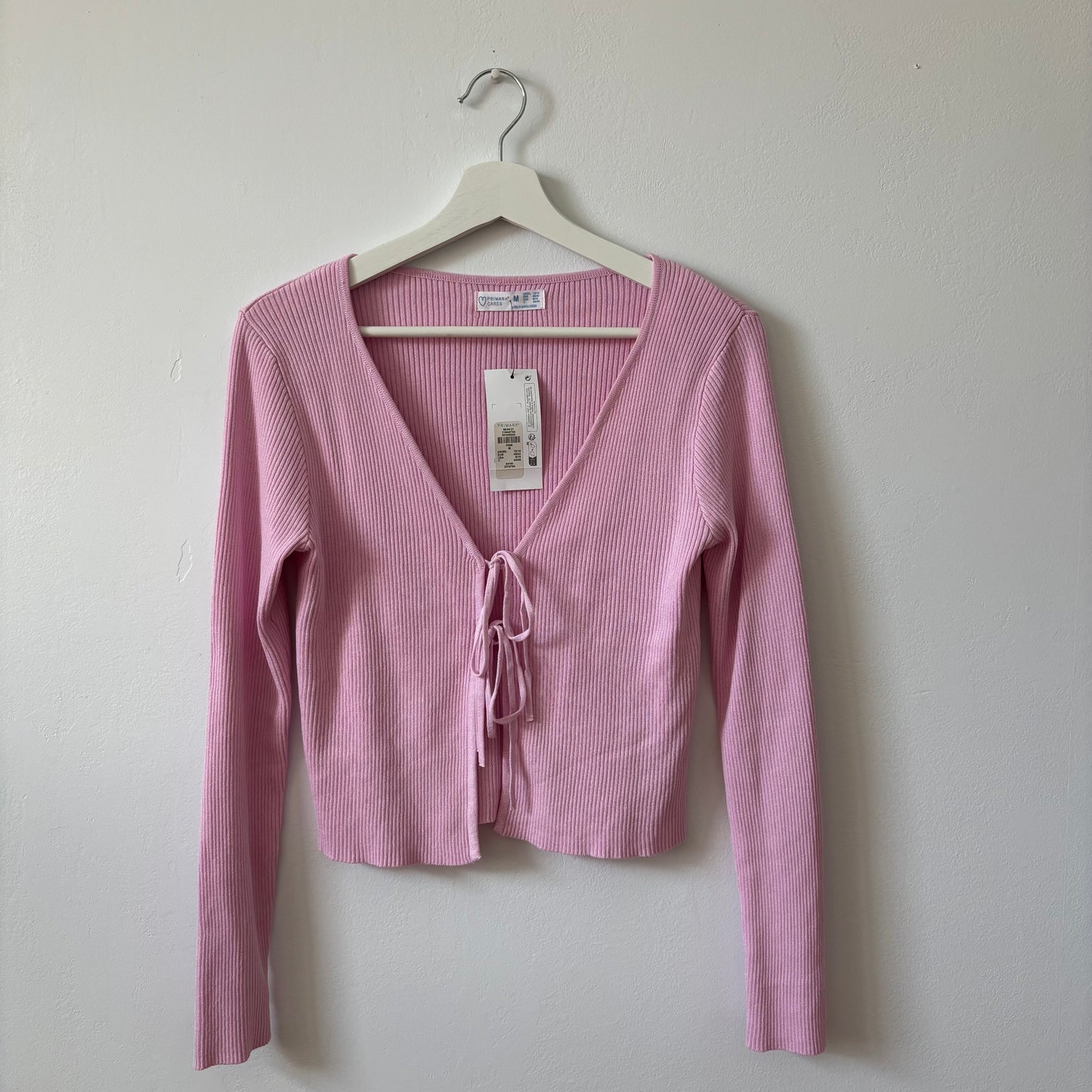 Ribbed Pink Cropped Cardigan