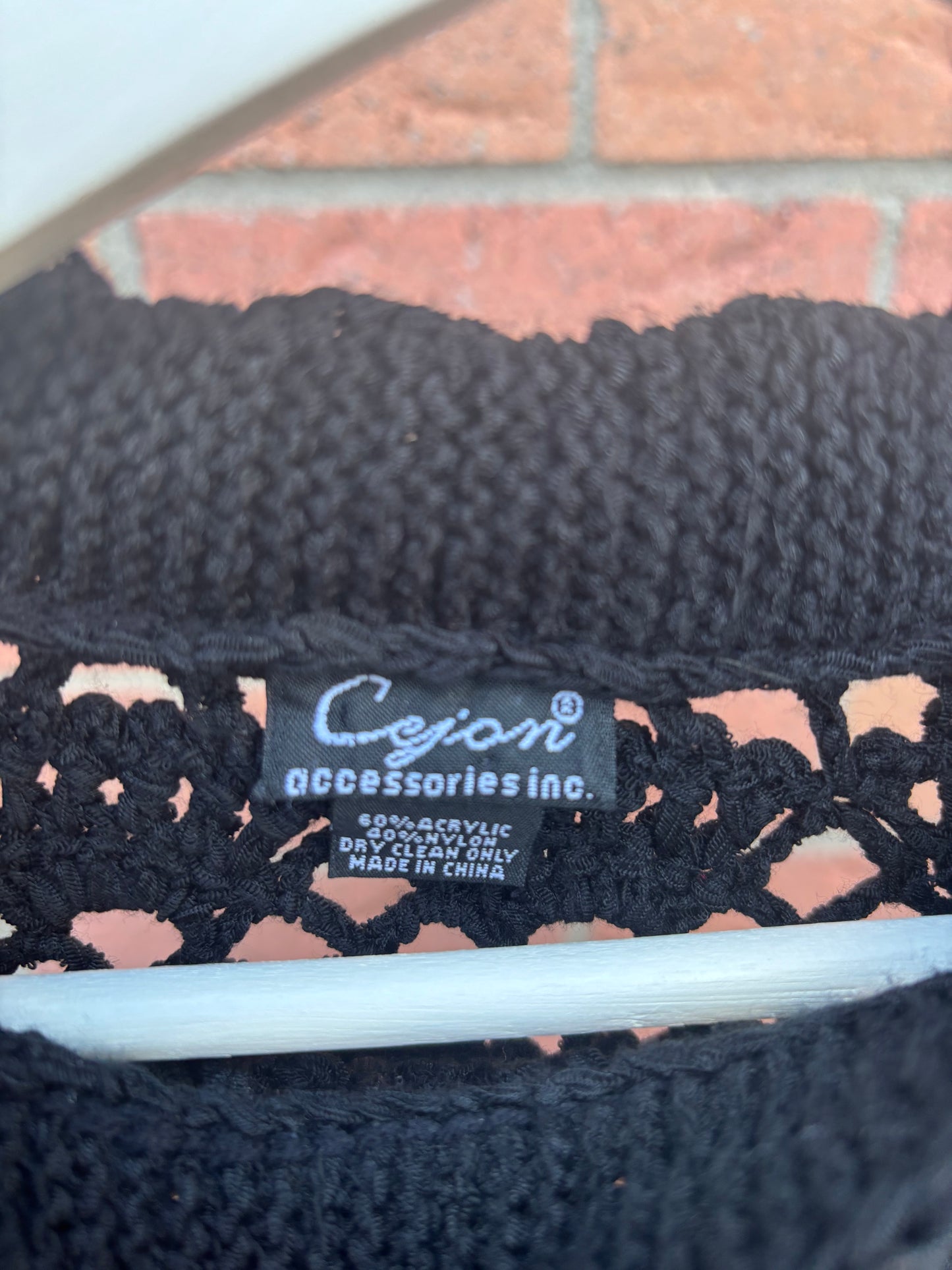 Black Fringe Knit Cape Size OS