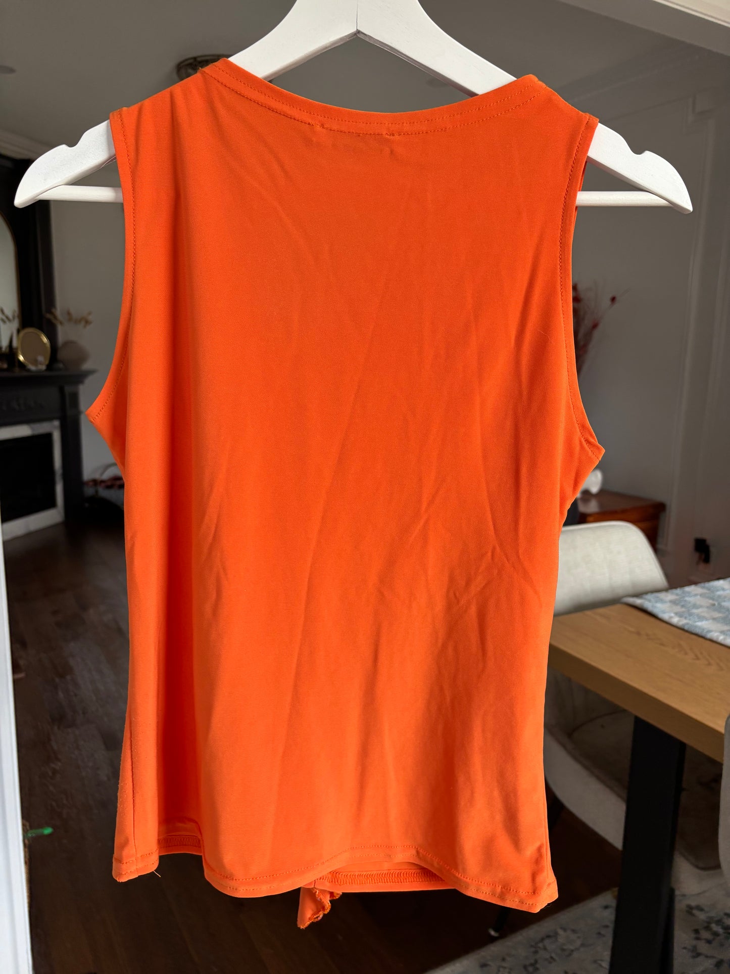 Orange Beaded Ruffle Top Size M