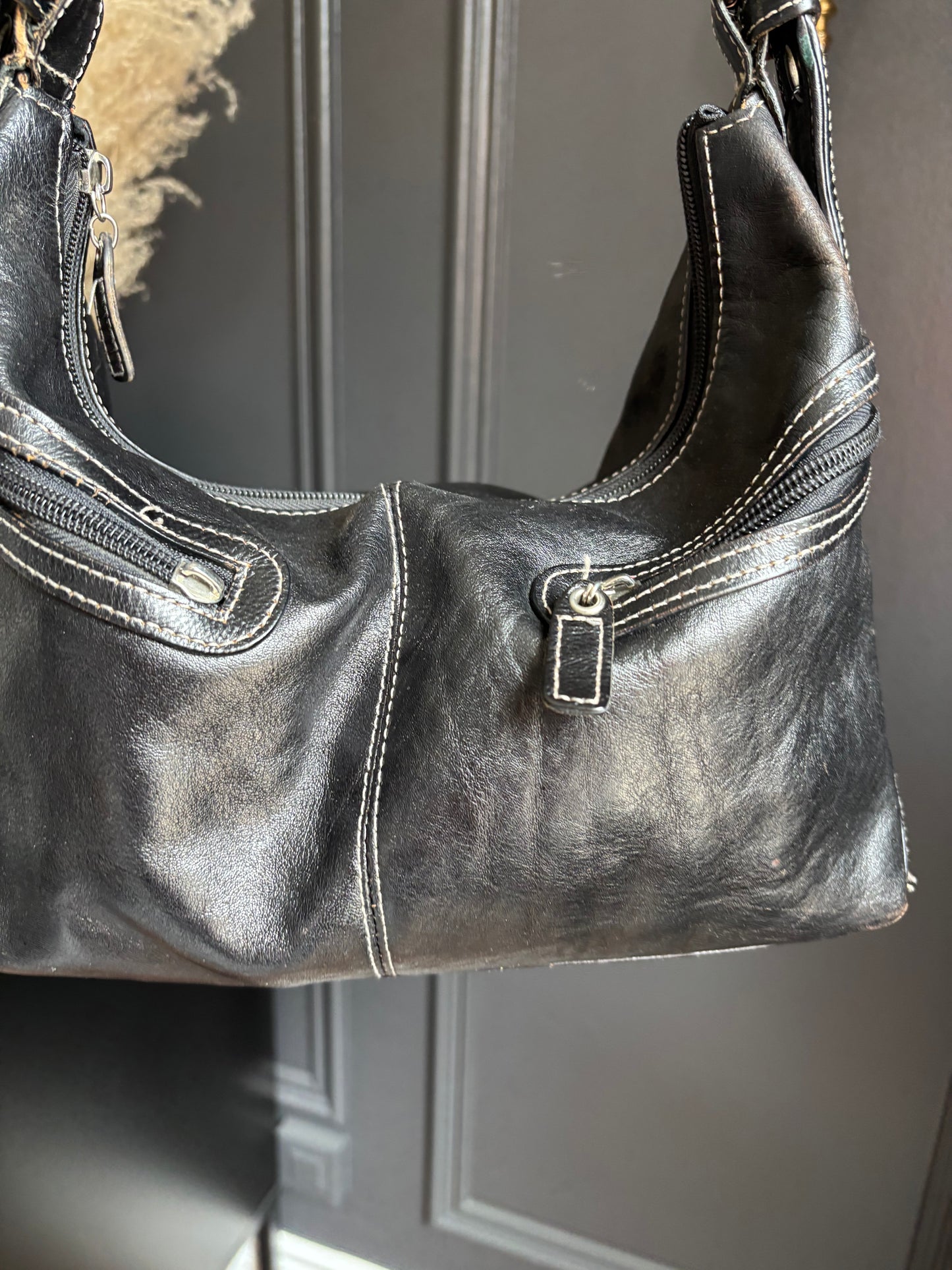 Black & White Stitch Danier Bag
