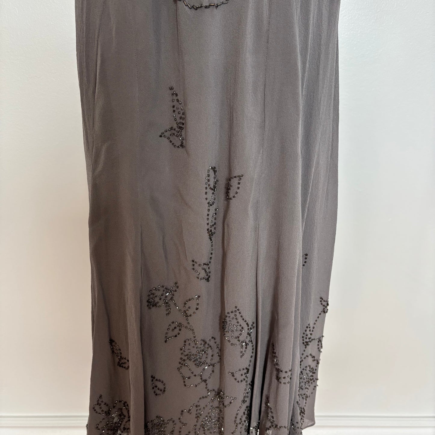Grey Beaded Midi Dress Size 4