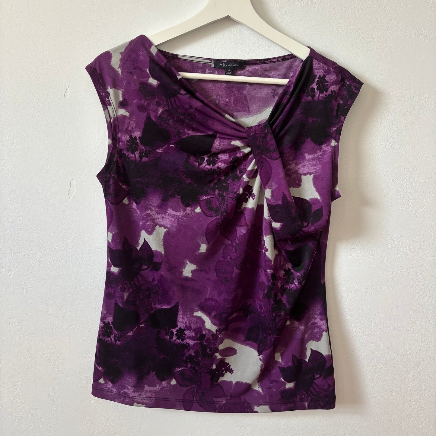 Purple & Grey Asymmetrical Floral Top