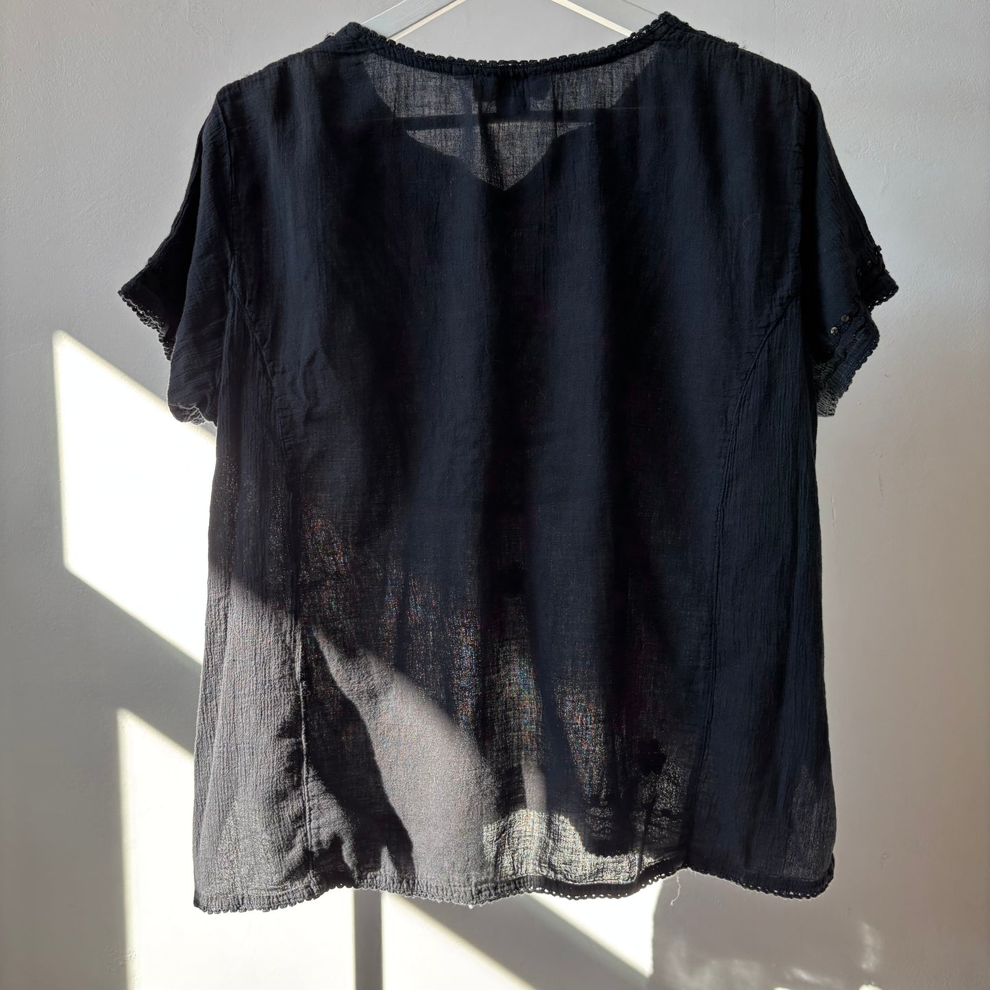 Black Sequin Boho Top