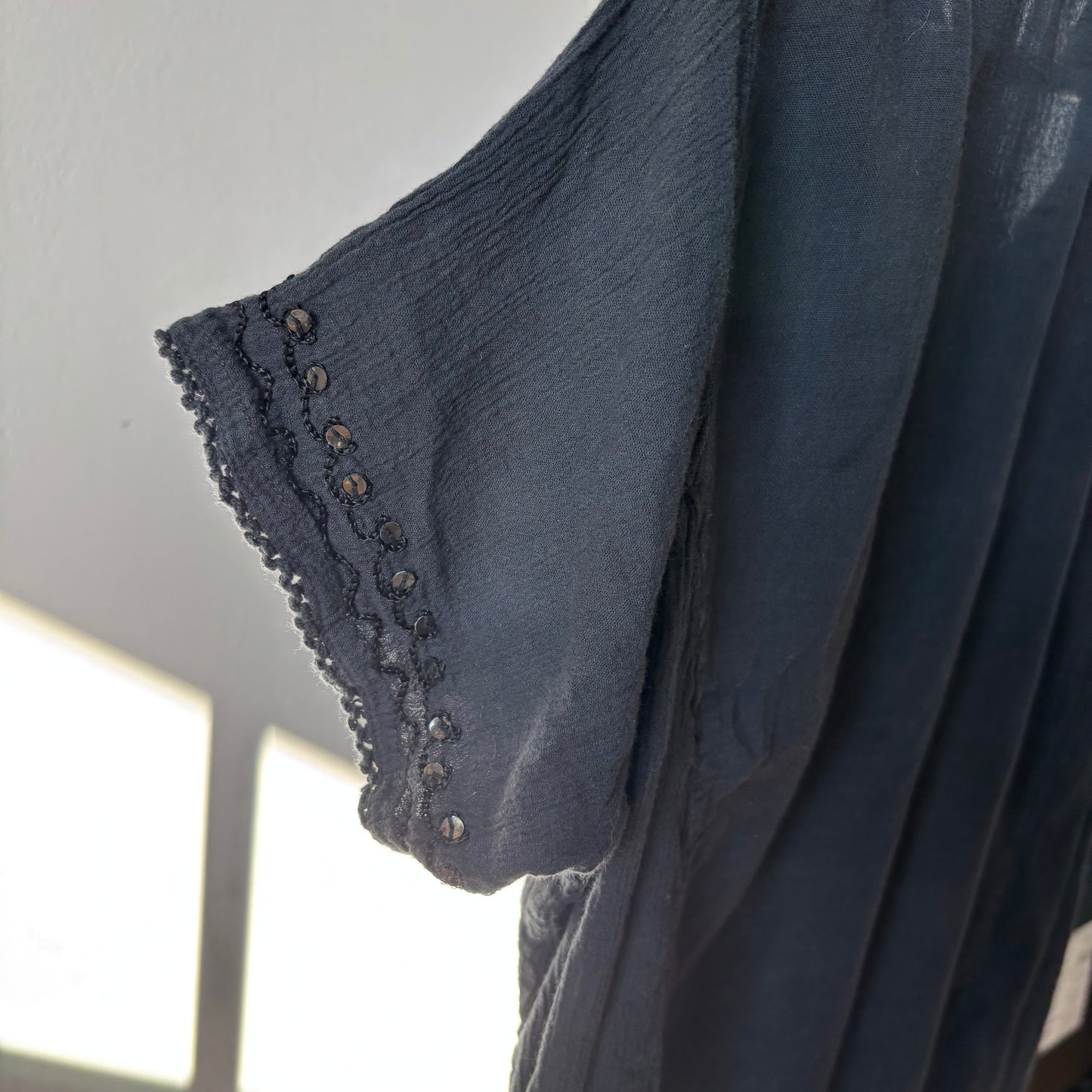 Black Sequin Boho Top