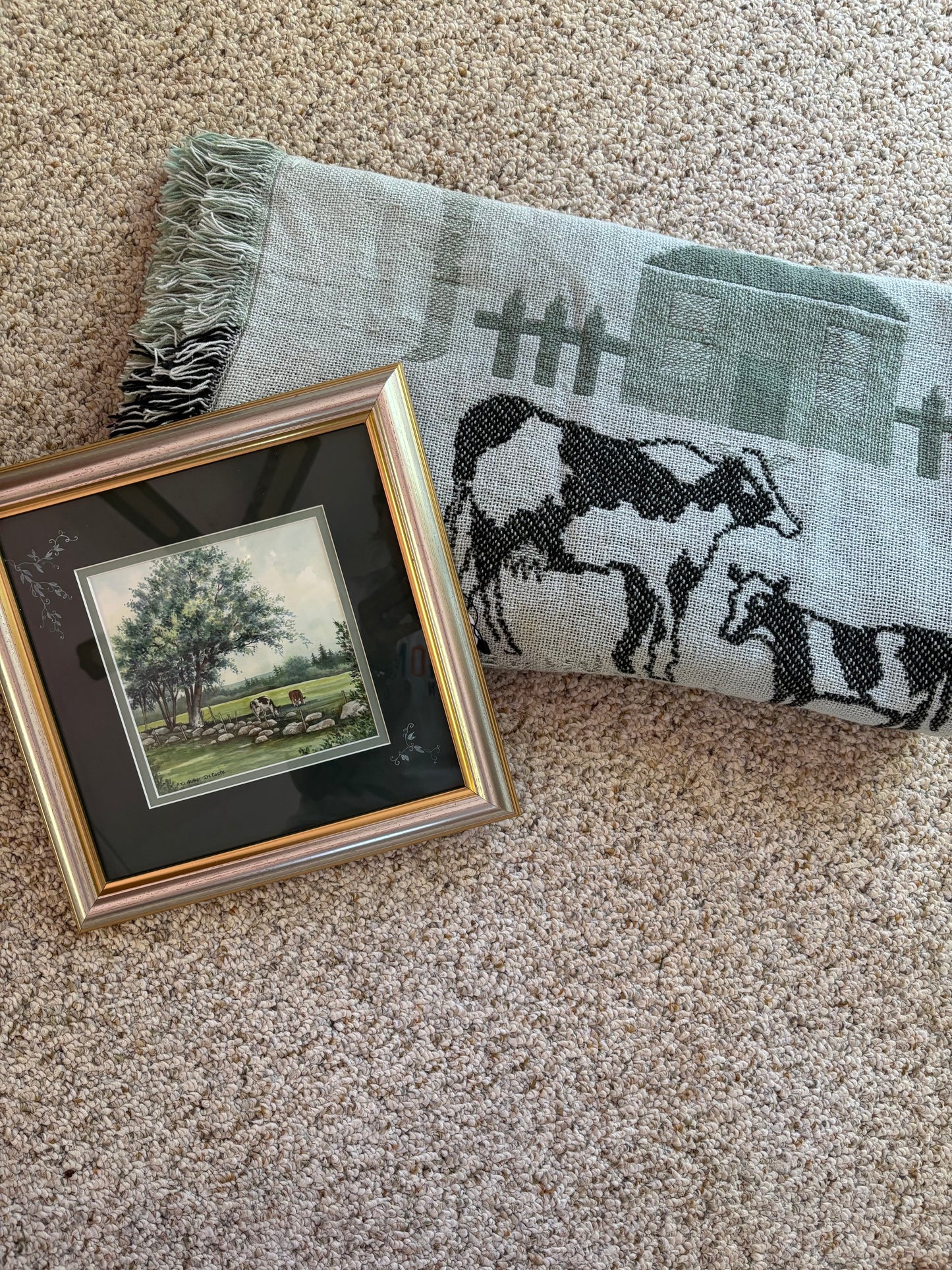 Framed Cow Picture