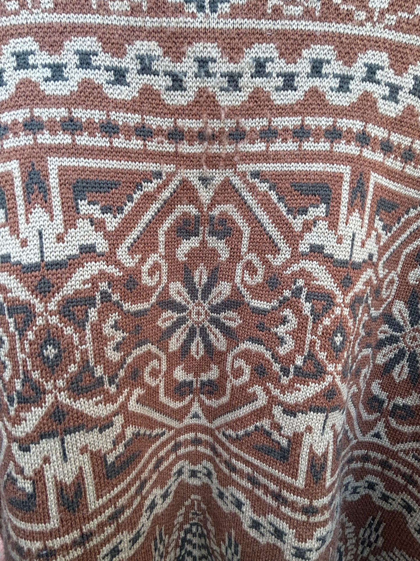 Brown Print Knit Sweater Size Medium