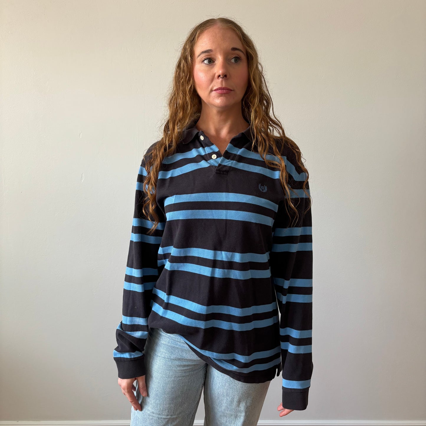 Chaps Blue Striped Rugby Shirt