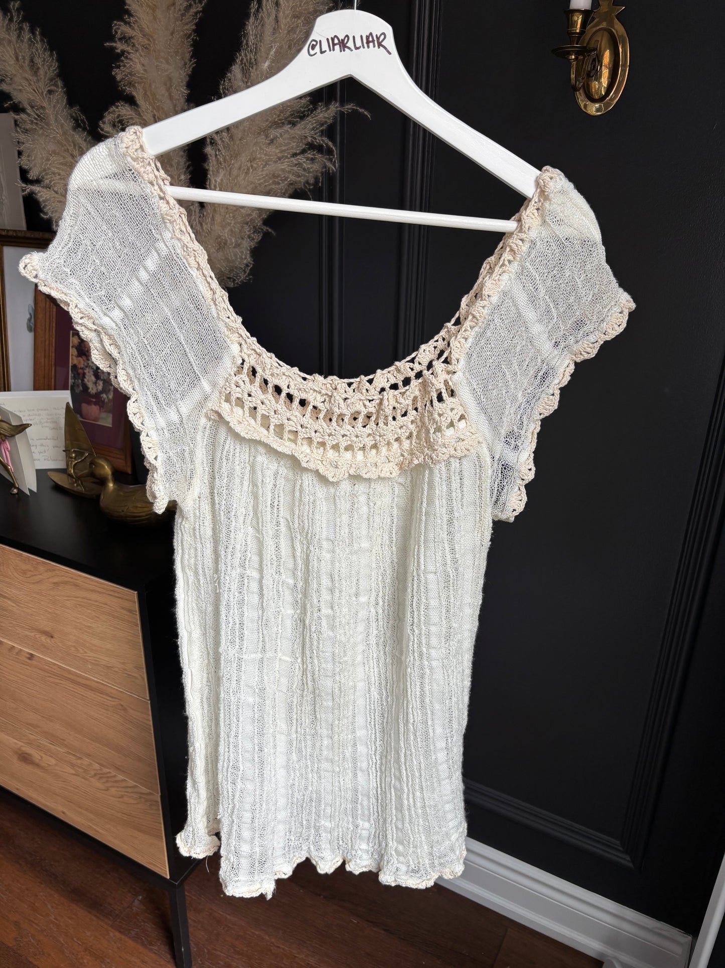 Gauze & Crochet Knit Beach Top Size OS