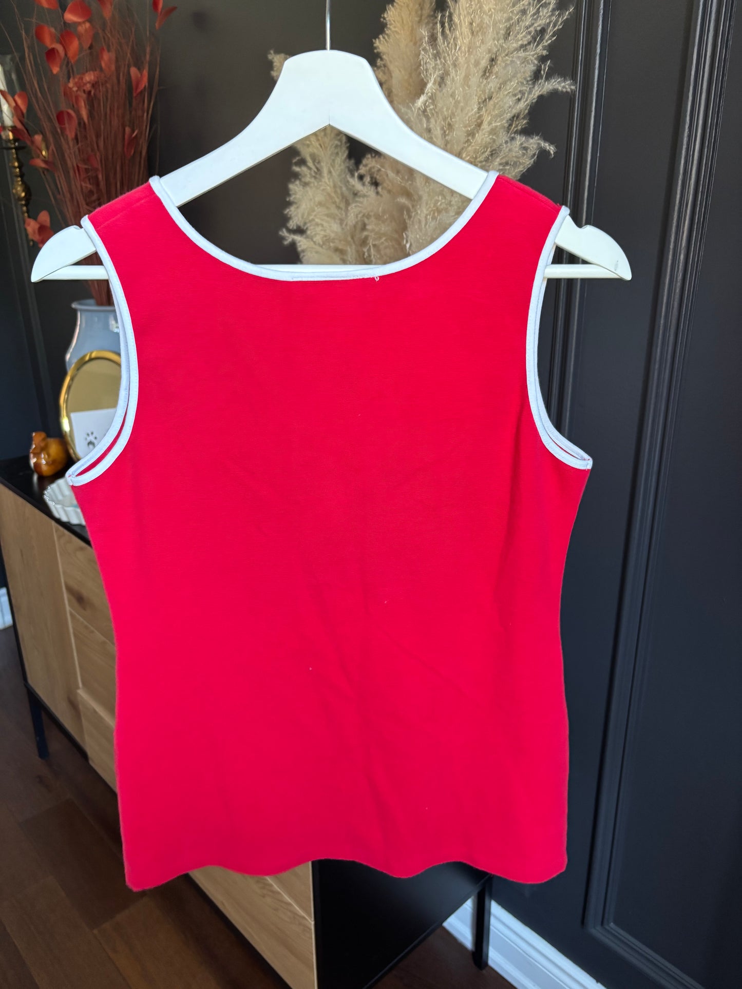 Vintage Red & White Zip Tank Size S