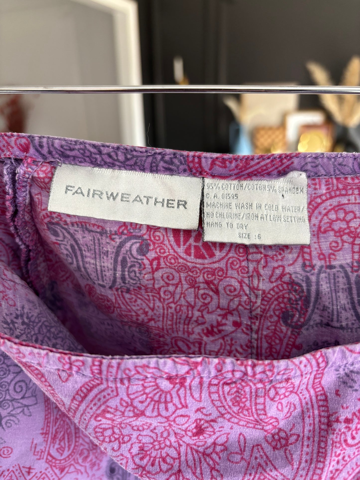 90's Purple Print Mini Skirt Size 6