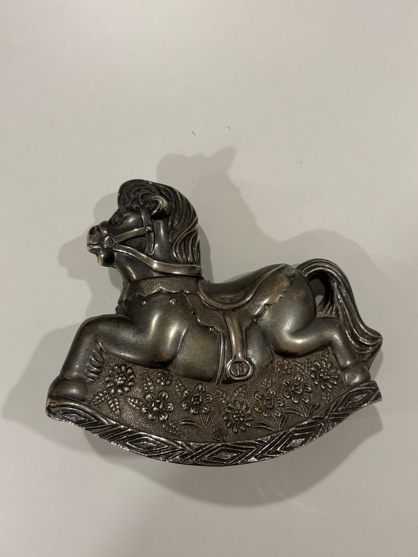 Silver Plated Rocking Horse Piggy Bank
