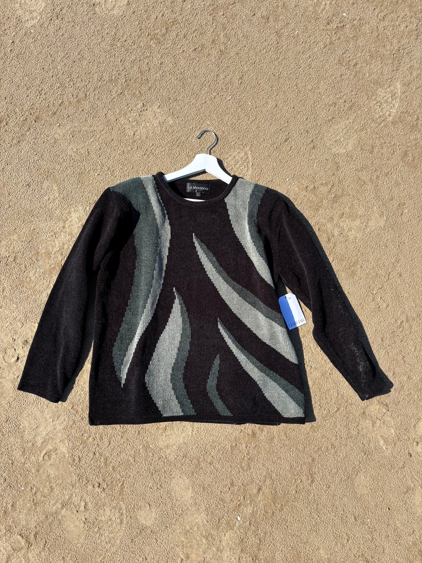 Vintage Black & Green Knit Sweater