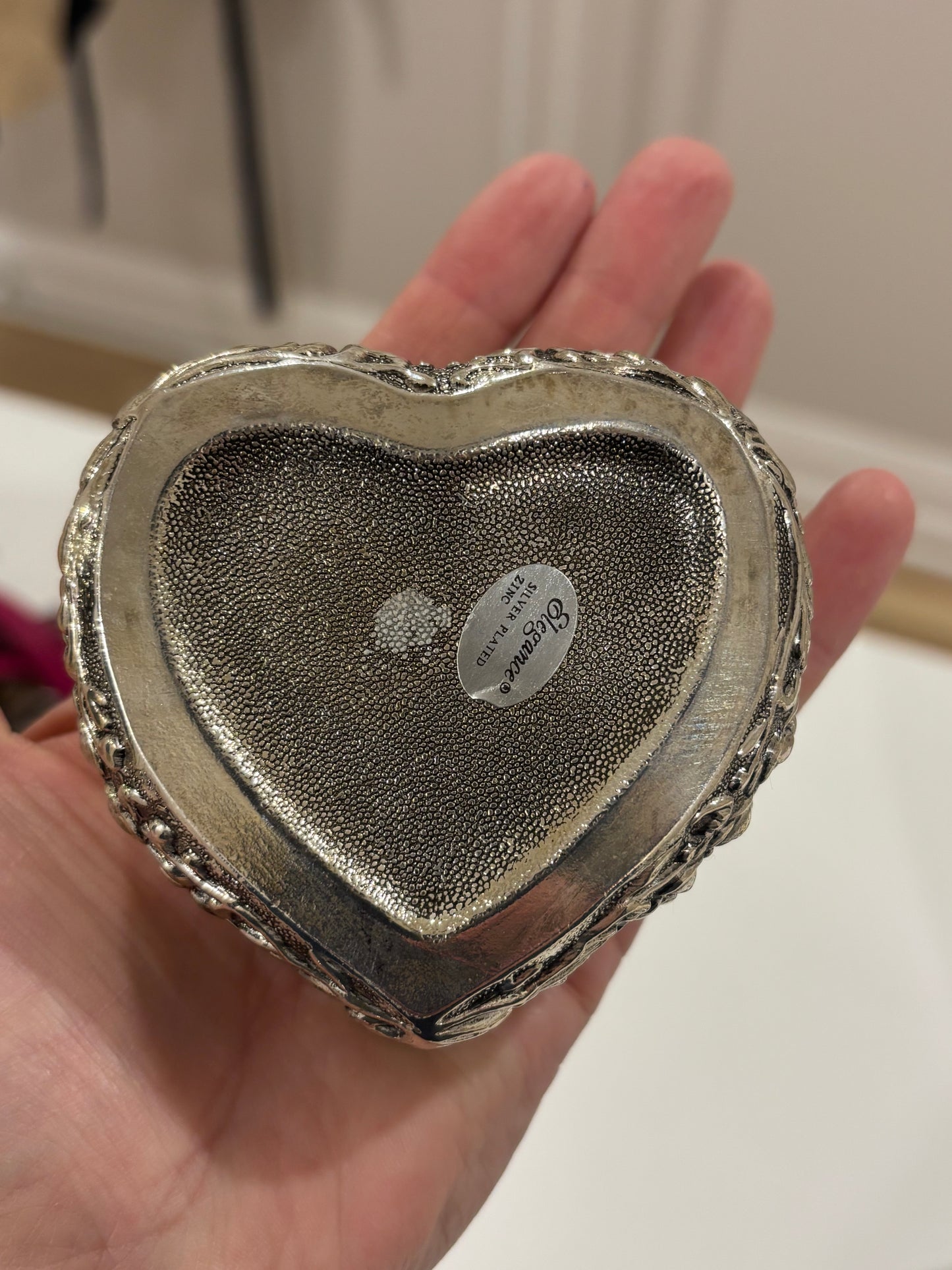 Silver Plated Heart Shaped Box