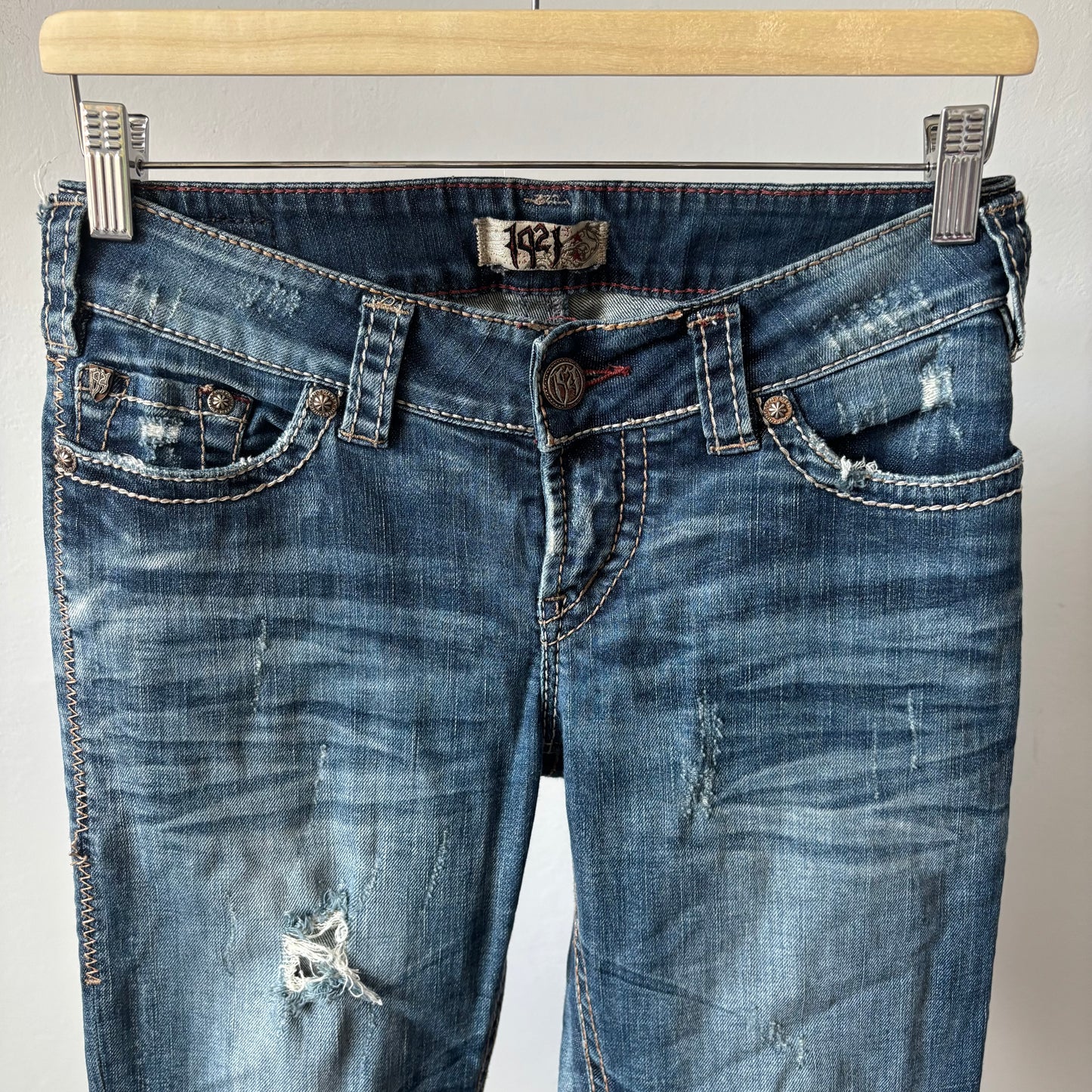 1921 Low Rise Bootcut Distressed Jeans
