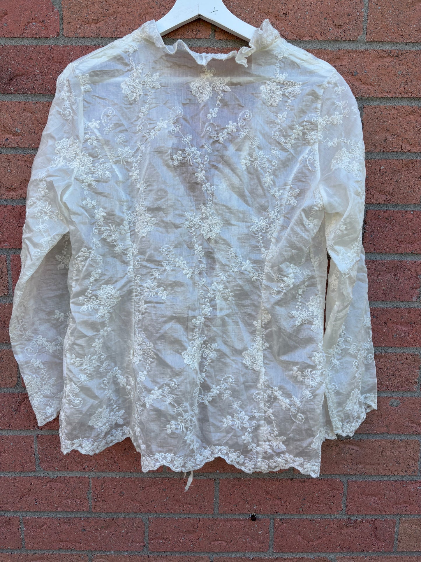 White Lace Tie Blouse