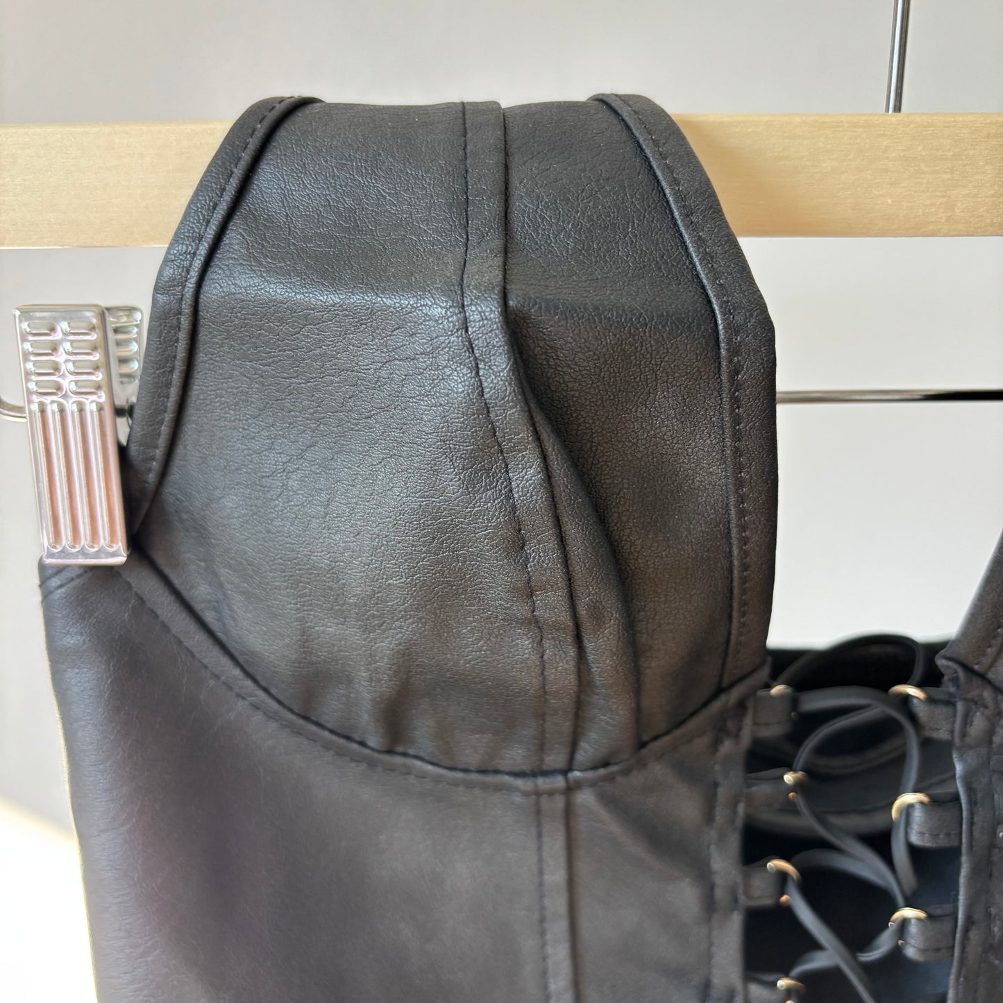 Faux Leather Halter Crop Corset