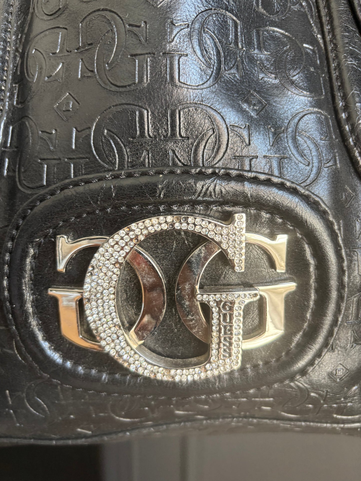 Black Guess Monogram Shoulder Bag