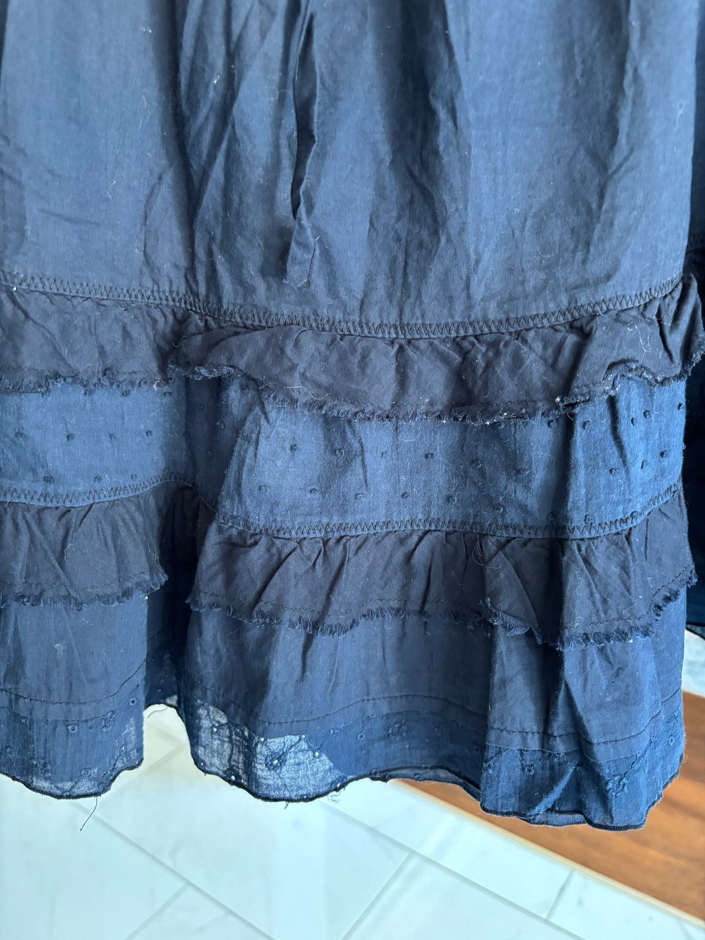 Navy Blue Cotton Mini Skirt Size M