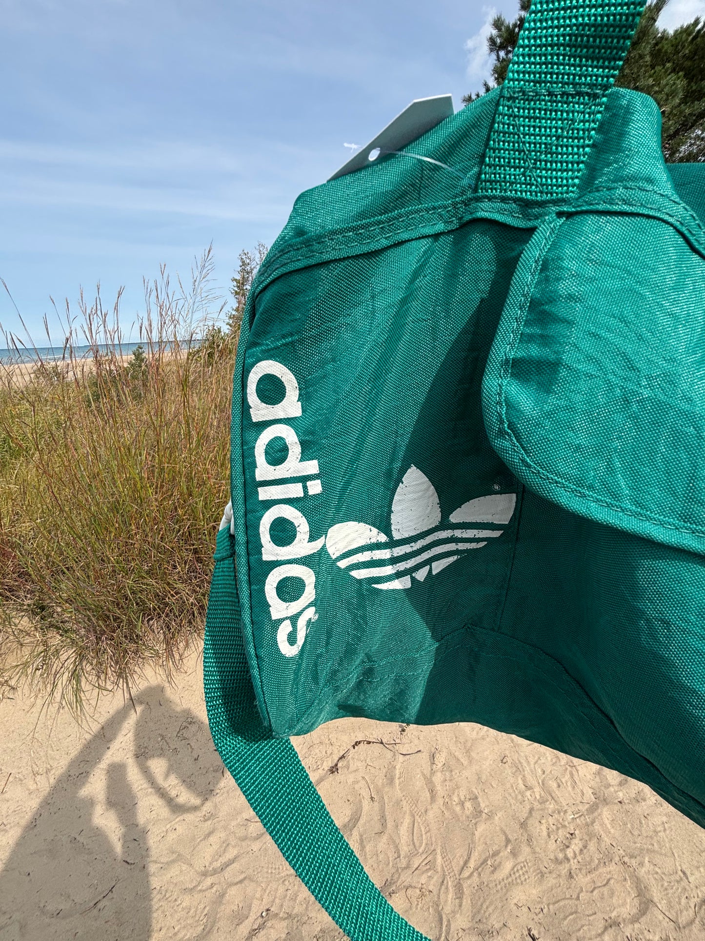 Green Vintage Addidas Nylon Gym Bag