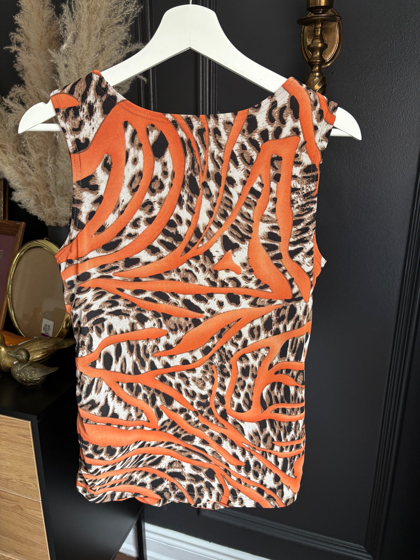 Orange & Leopard Print Rouched Tank Size