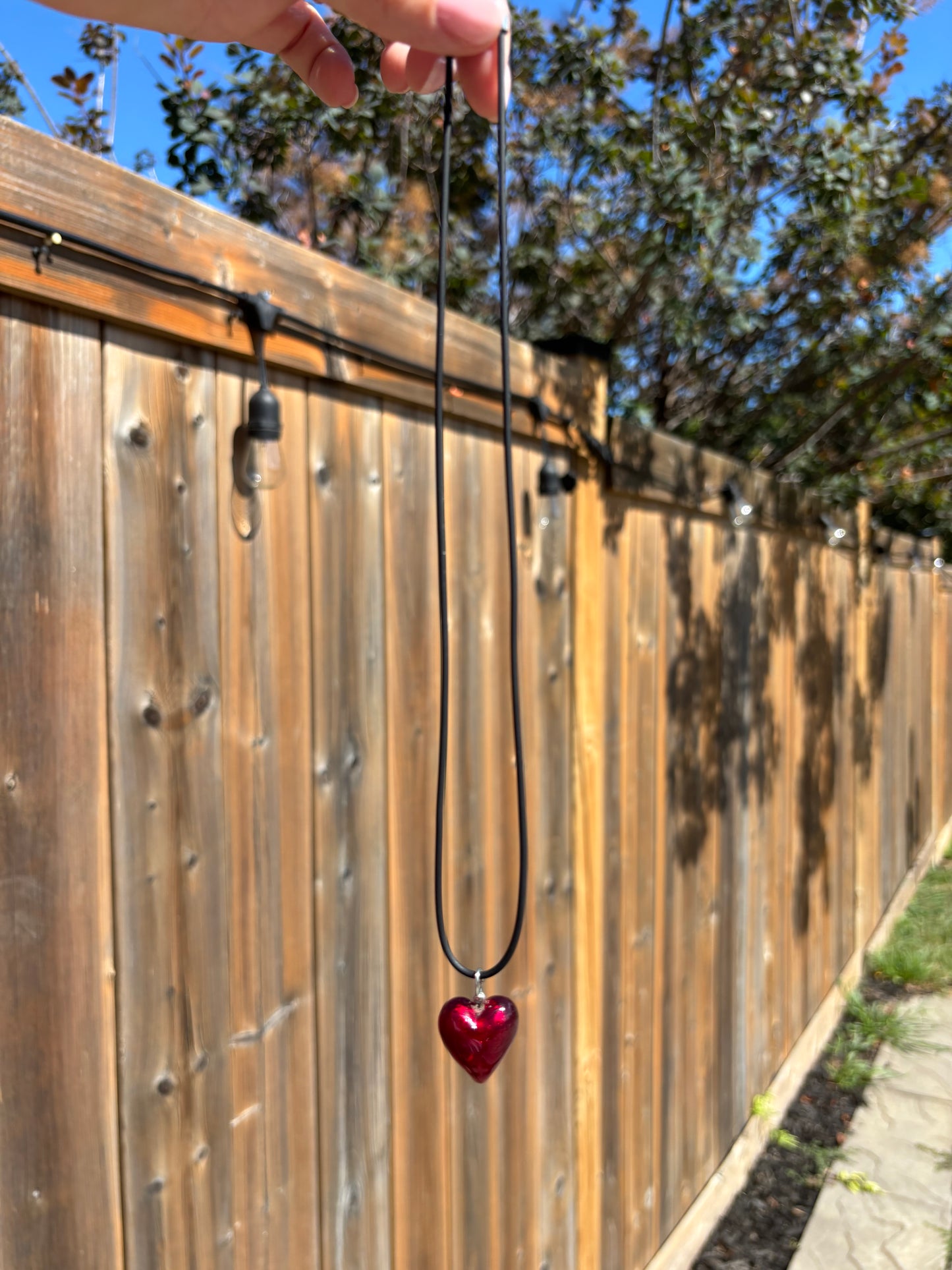 Red Glass Heart Necklace
