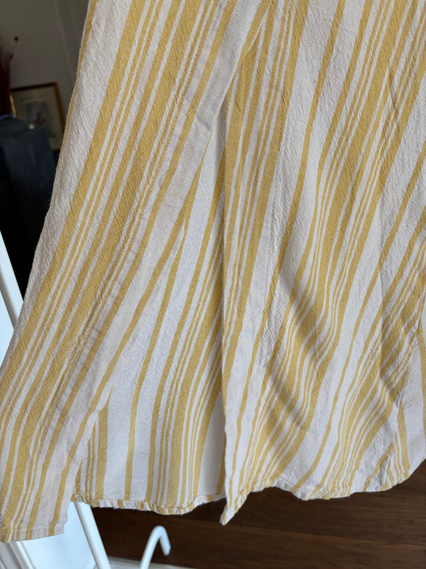Yellow Striped Ankle Length Skirt Size M
