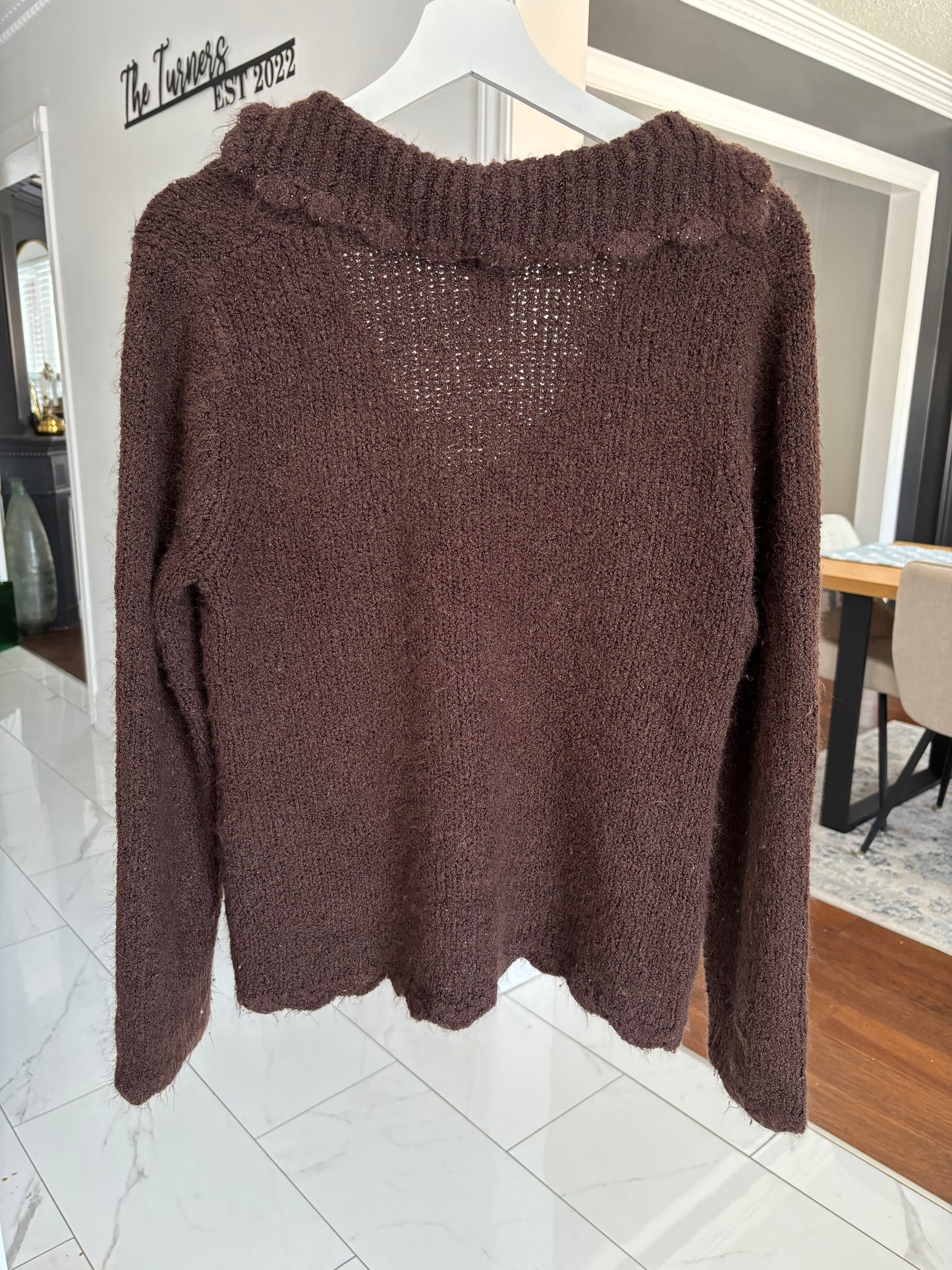 Chocolate Knit Scalloped Cardi Size M