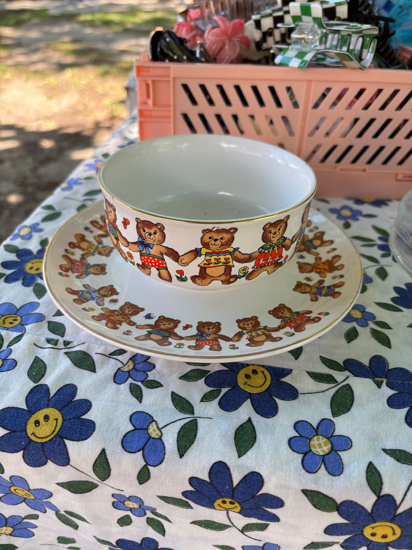 Vintage Bear Saucer & Bowl