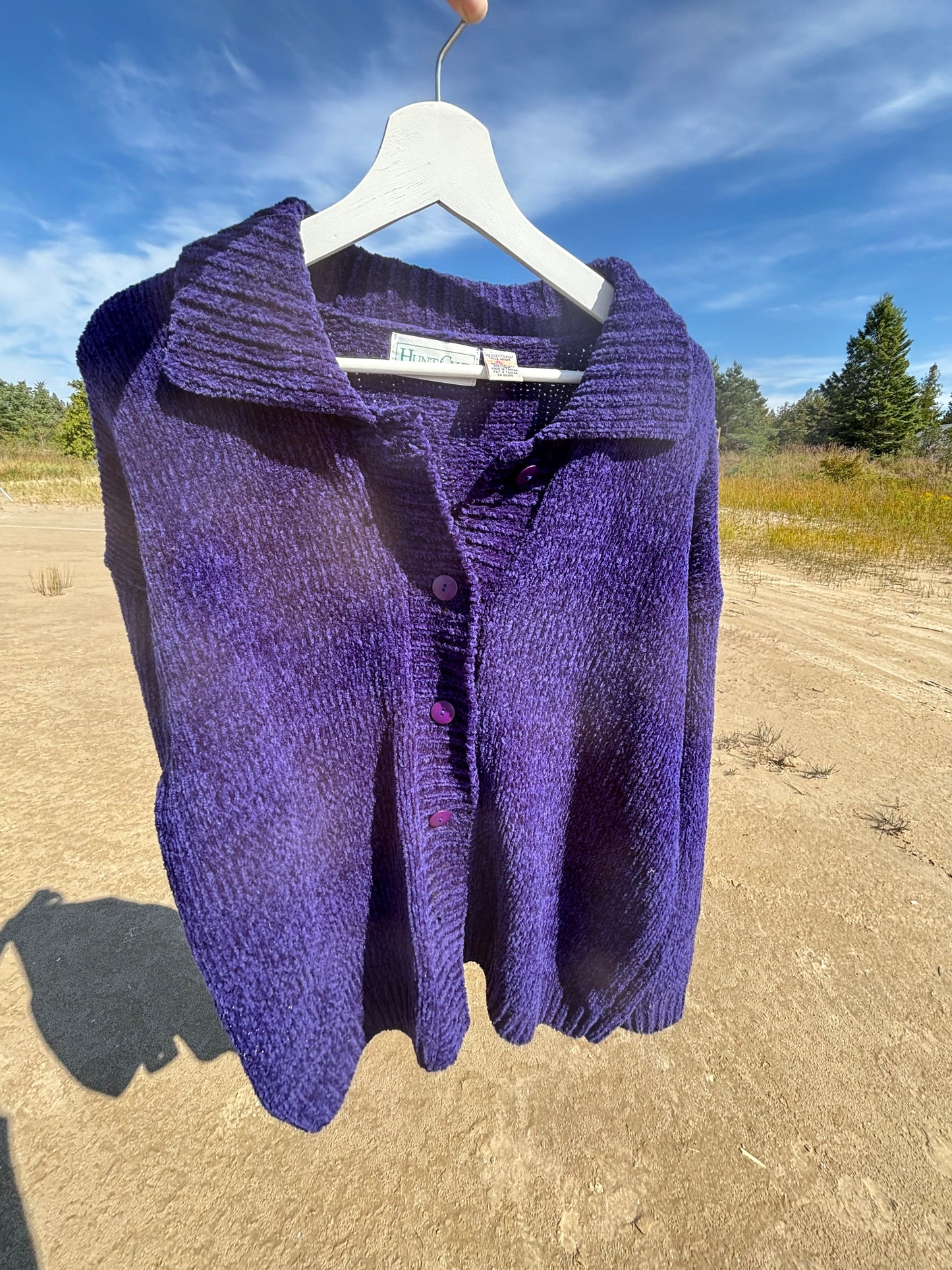 Dark Purple Vintage Button Down Knit Sweater