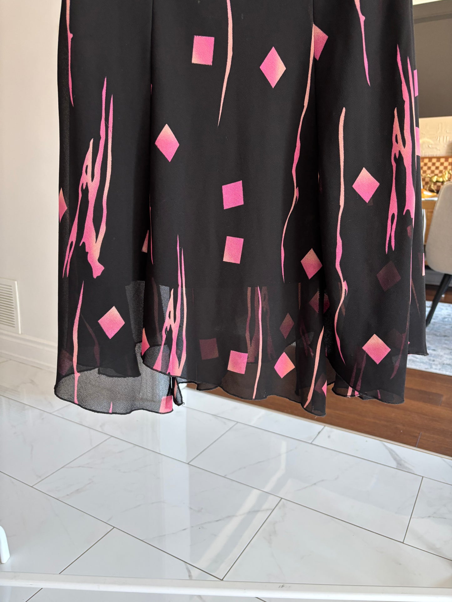Vintage Black & Pink Ankle Length Skirt Size S
