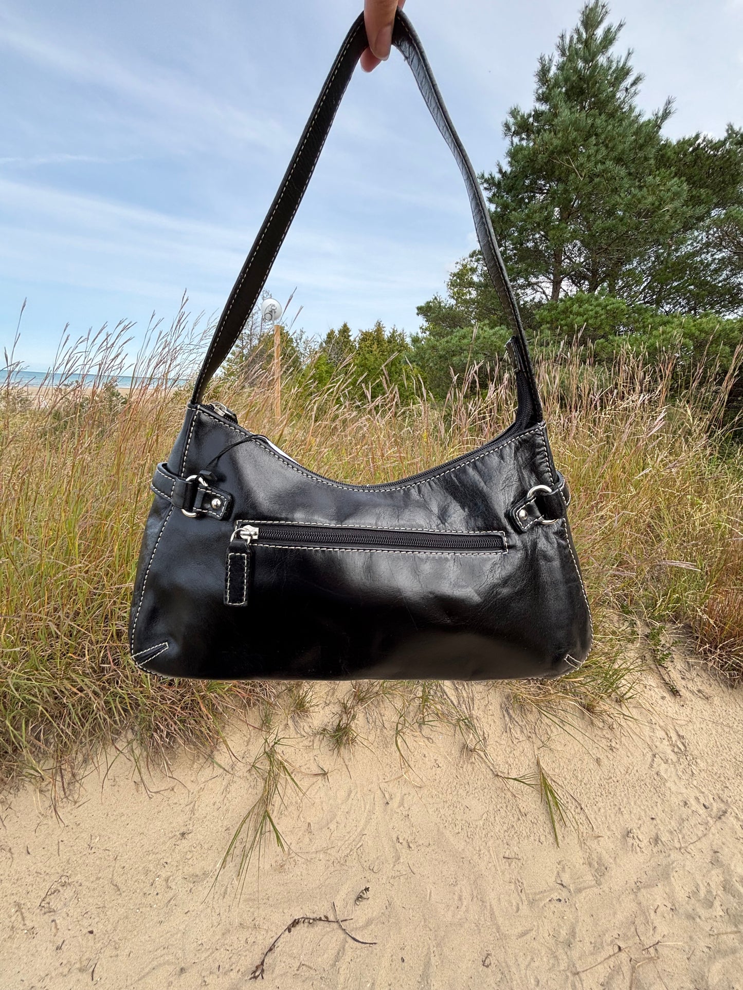 Black Danier Leather Shoulder Bag