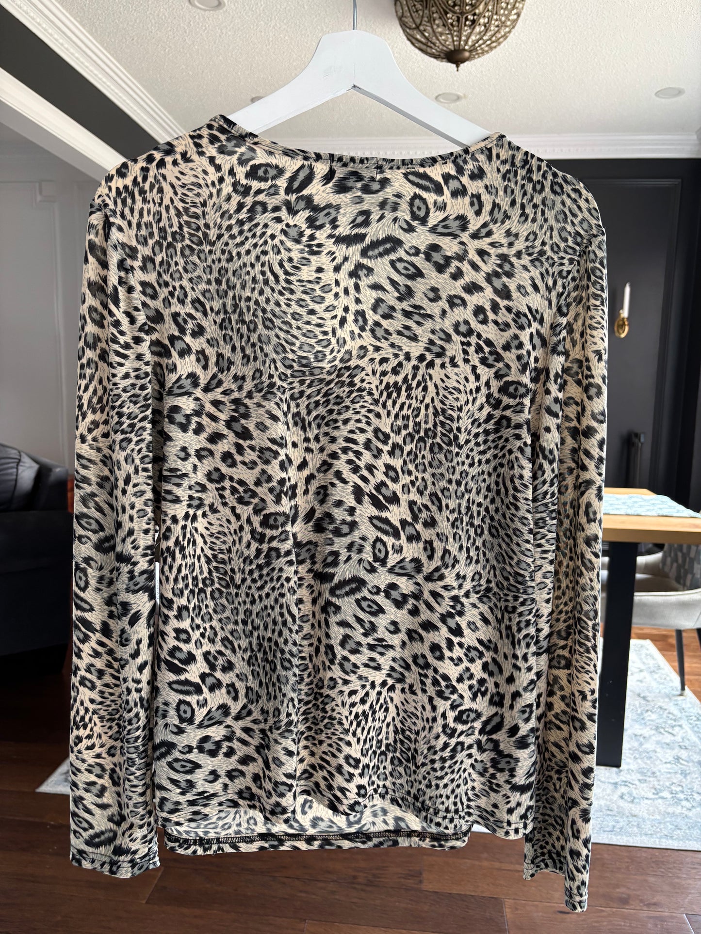 Vintage Leopard Print Blouse Size L