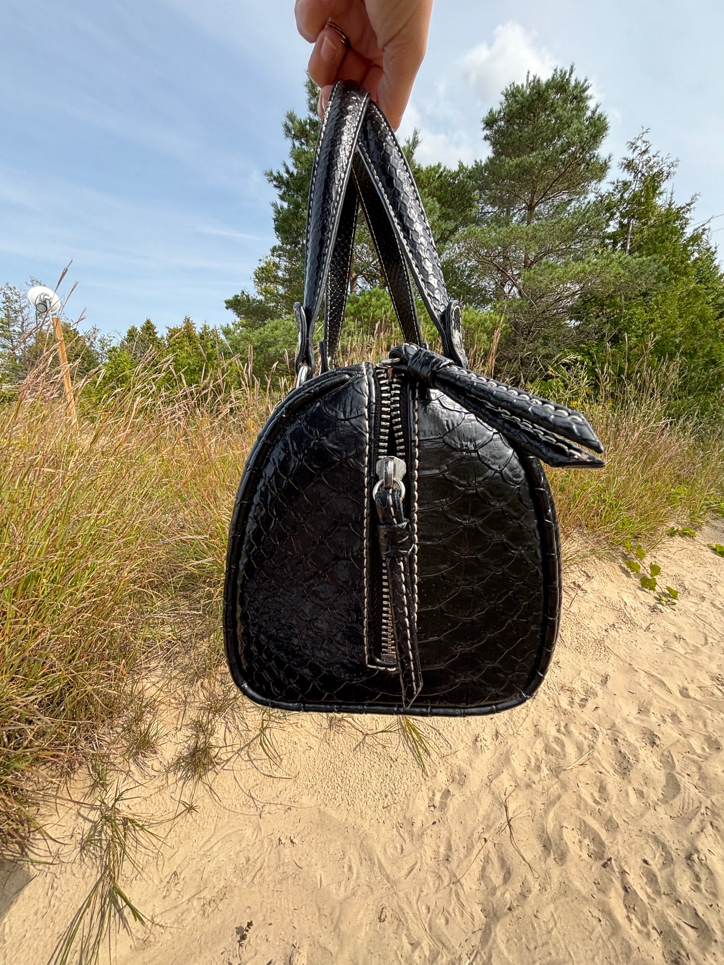 90s Black Liz Claiborne Croc Bag