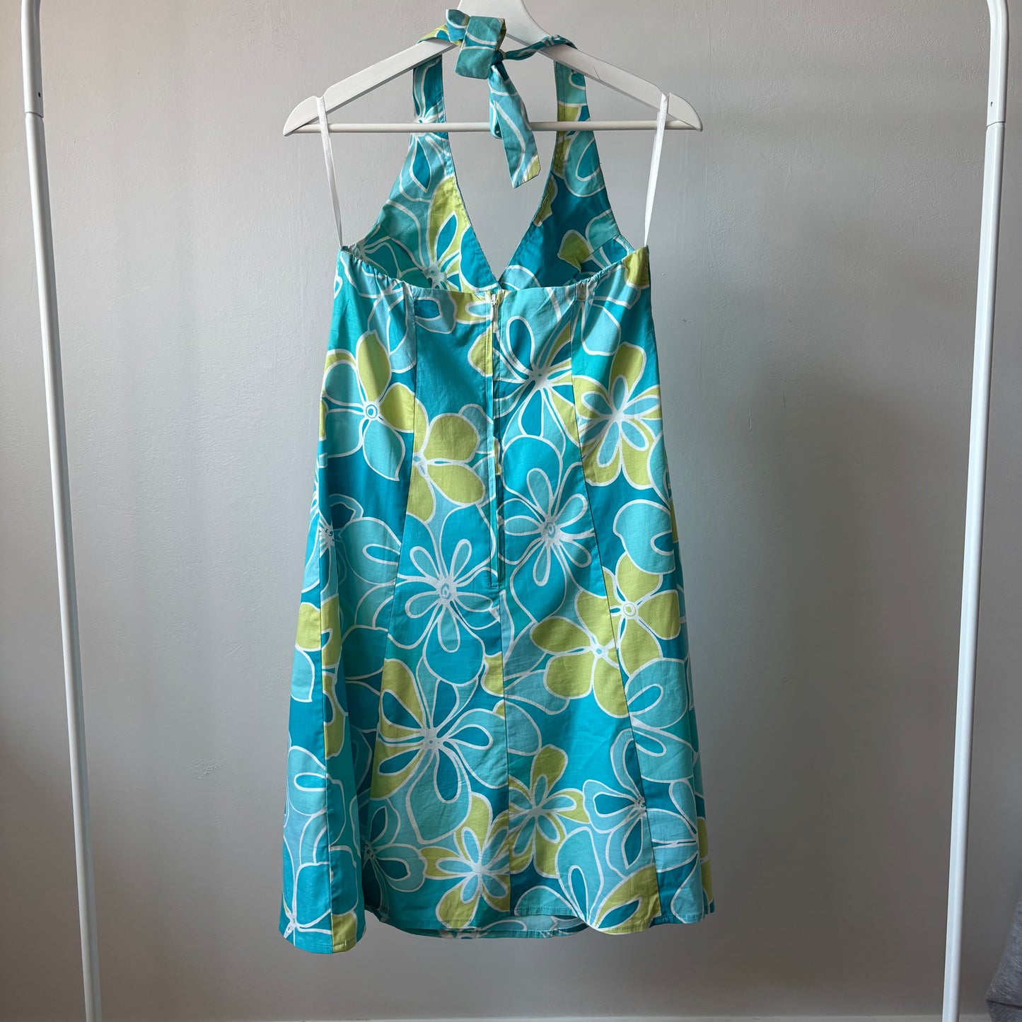 Turquoise Halter Fit & Flare Midi Dress