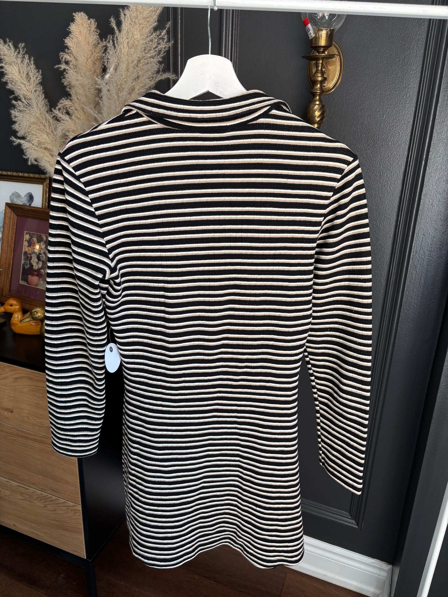 Vintage Long Sleeved Fit & Flare Striped Dress Size M